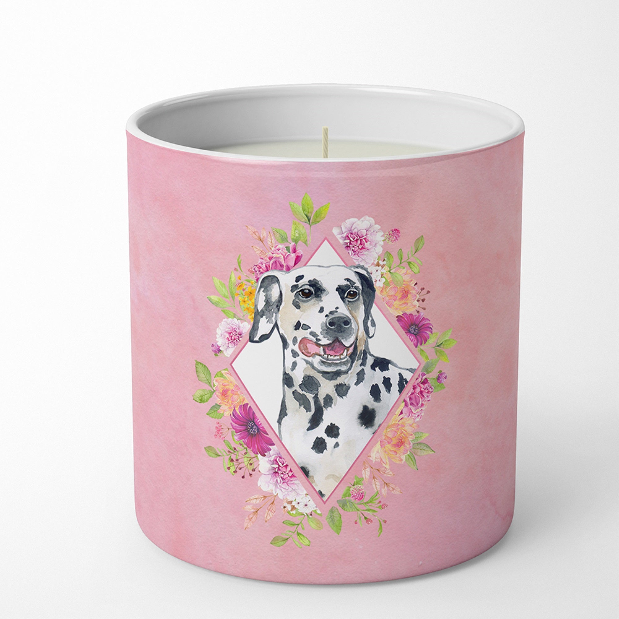 Dalmatian Pink Flowers 10 Oz Decorative Soy Candle