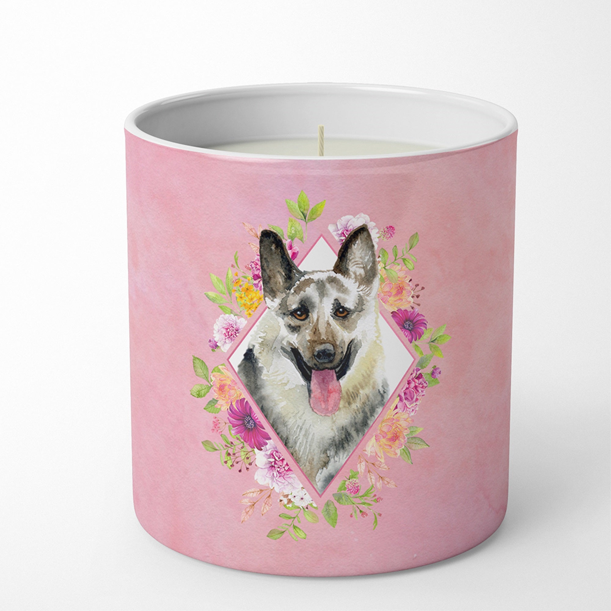 Eastern German Shepherd Pink Flowers 10 Oz Decorative Soy Candle