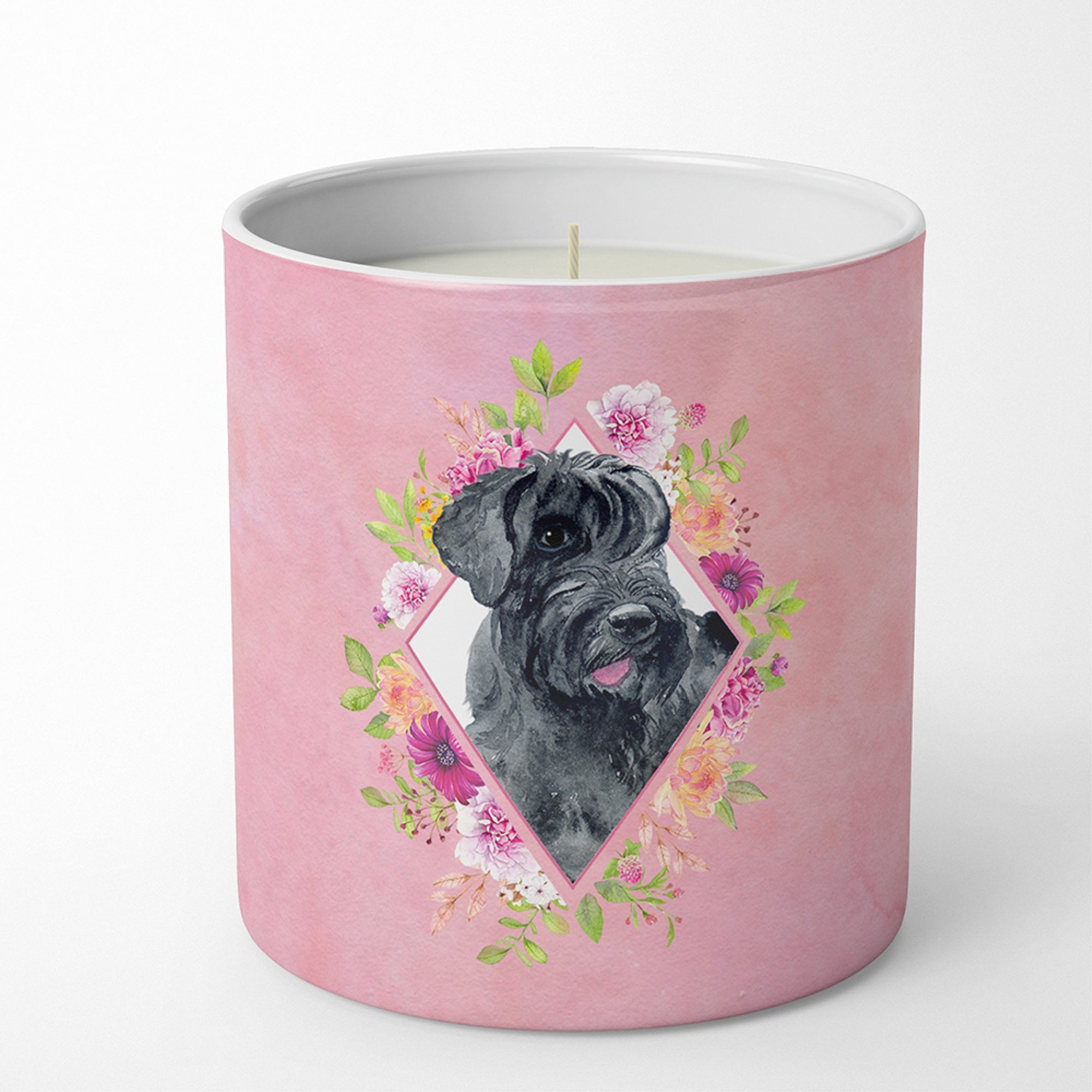 Giant Schnauzer Pink Flowers 10 Oz Decorative Soy Candle