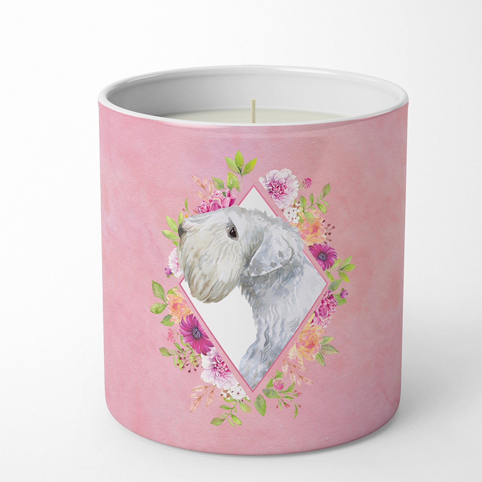 Sealyham Terrier Pink Flowers 10 Oz Decorative Soy Candle