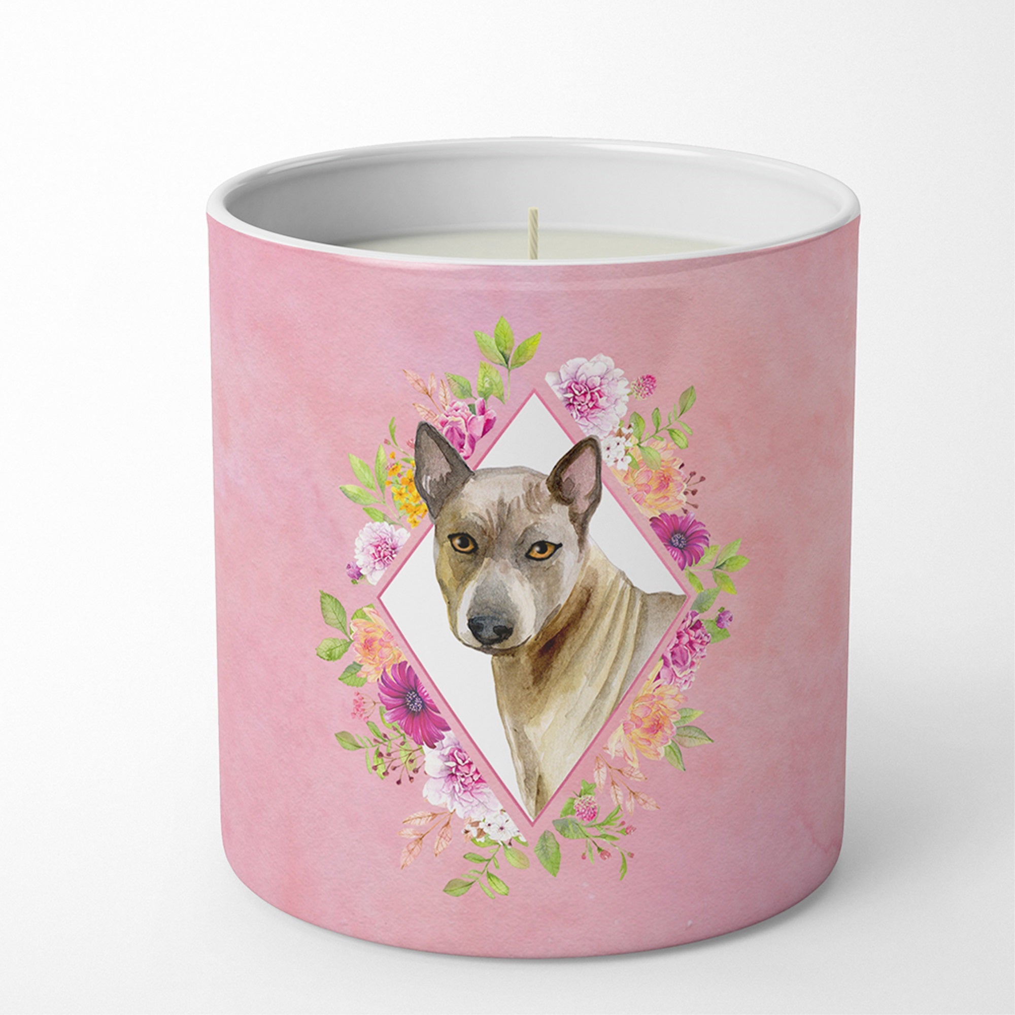 Thai Ridgeback Pink Flowers 10 Oz Decorative Soy Candle