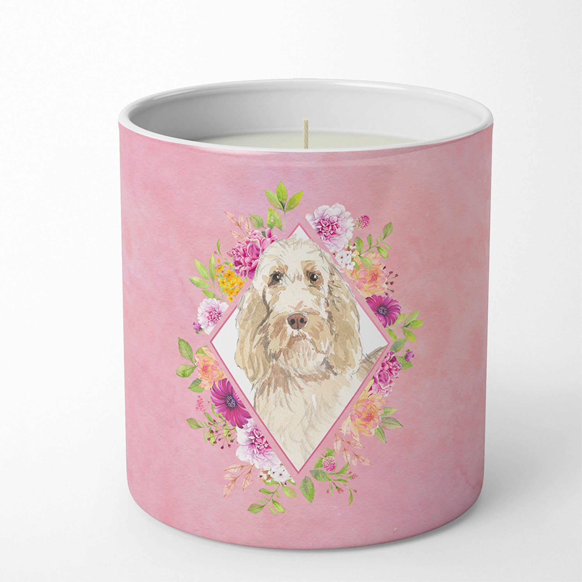 Spinone Italiano Pink Flowers 10 Oz Decorative Soy Candle