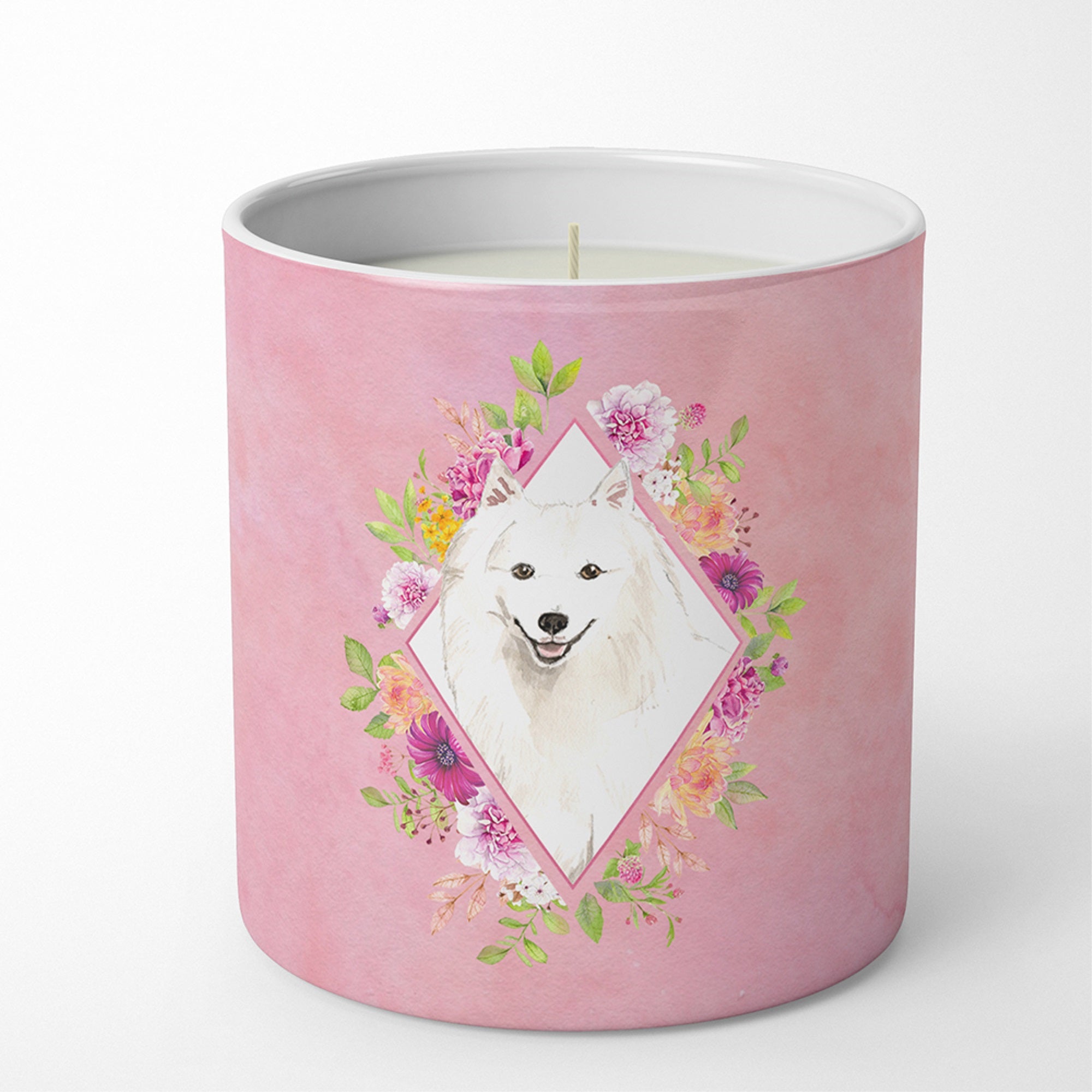 Japanese Spitz Pink Flowers 10 Oz Decorative Soy Candle