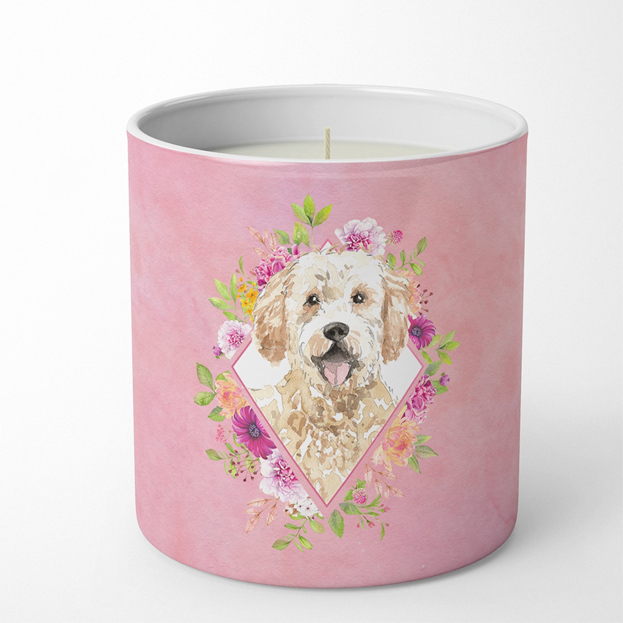 Goldendoodle Pink Flowers 10 Oz Decorative Soy Candle