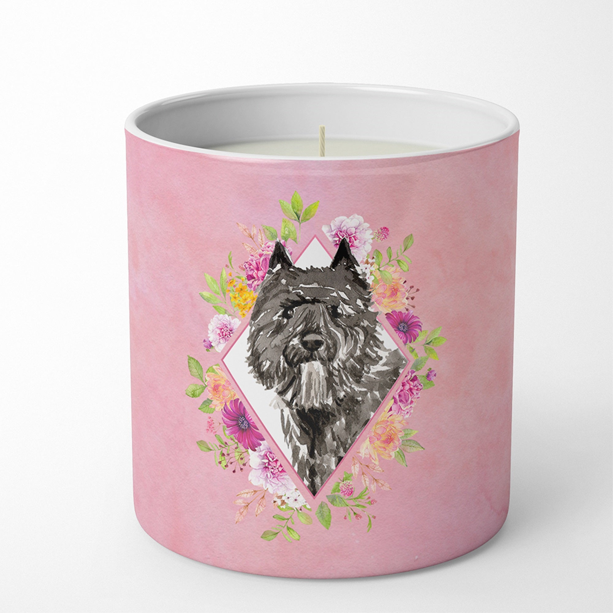 Bouvier Des Flandres Pink Flowers 10 Oz Decorative Soy Candle