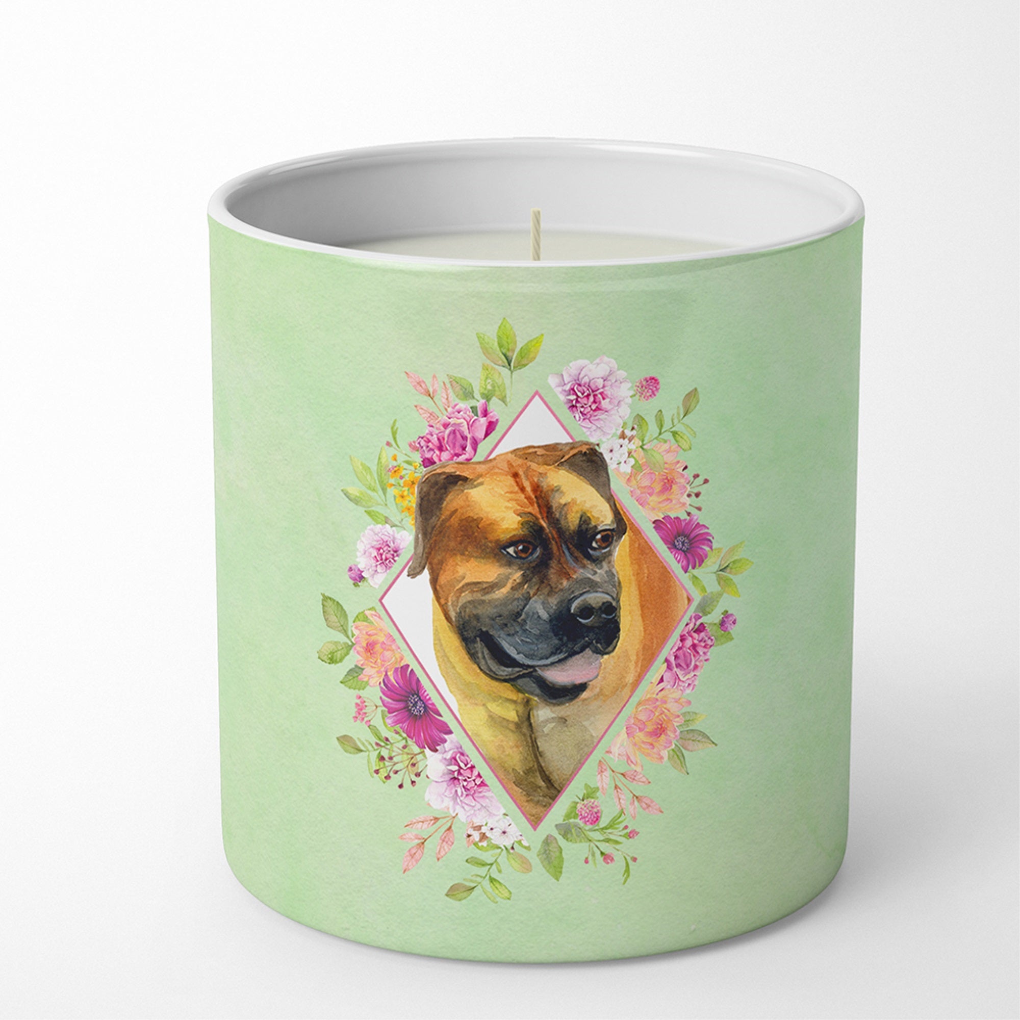 Borboel Mastiff Green Flowers 10 Oz Decorative Soy Candle