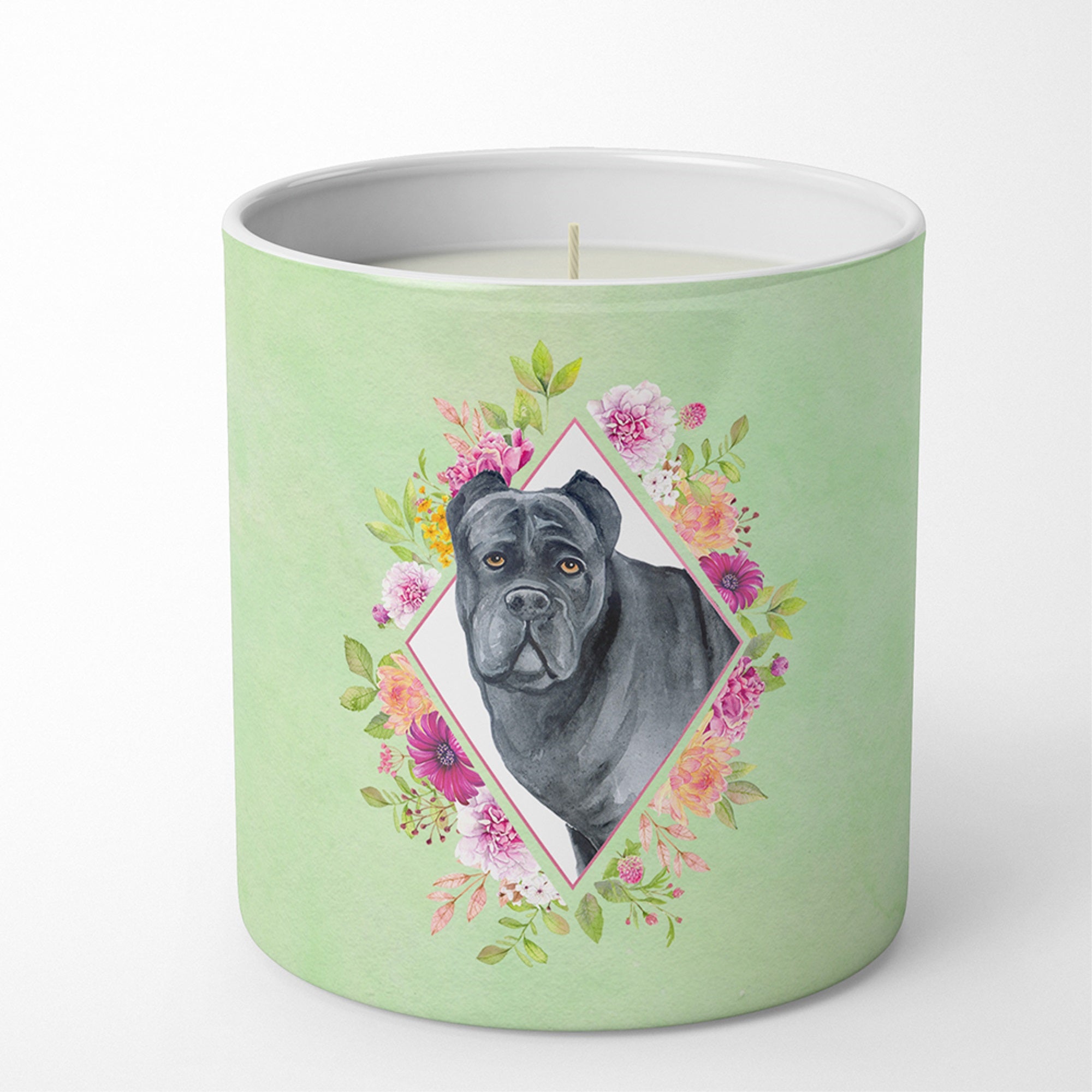 Cane Corso Green Flowers 10 Oz Decorative Soy Candle