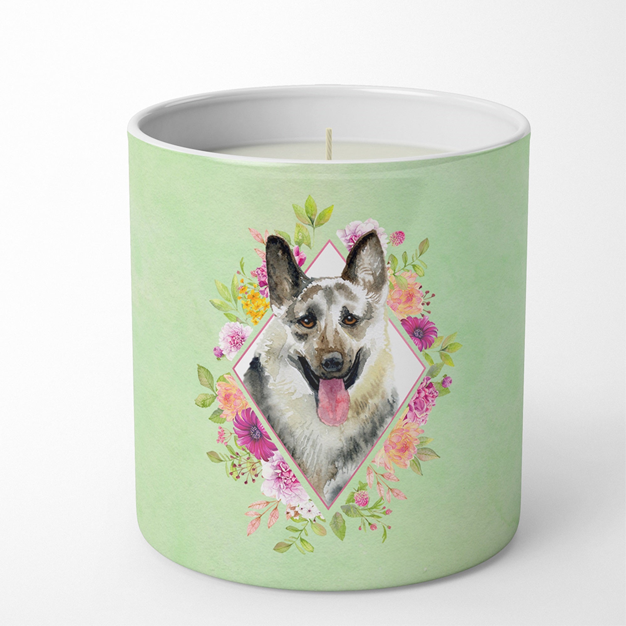 Eastern German Shepherd Green Flowers 10 Oz Decorative Soy Candle
