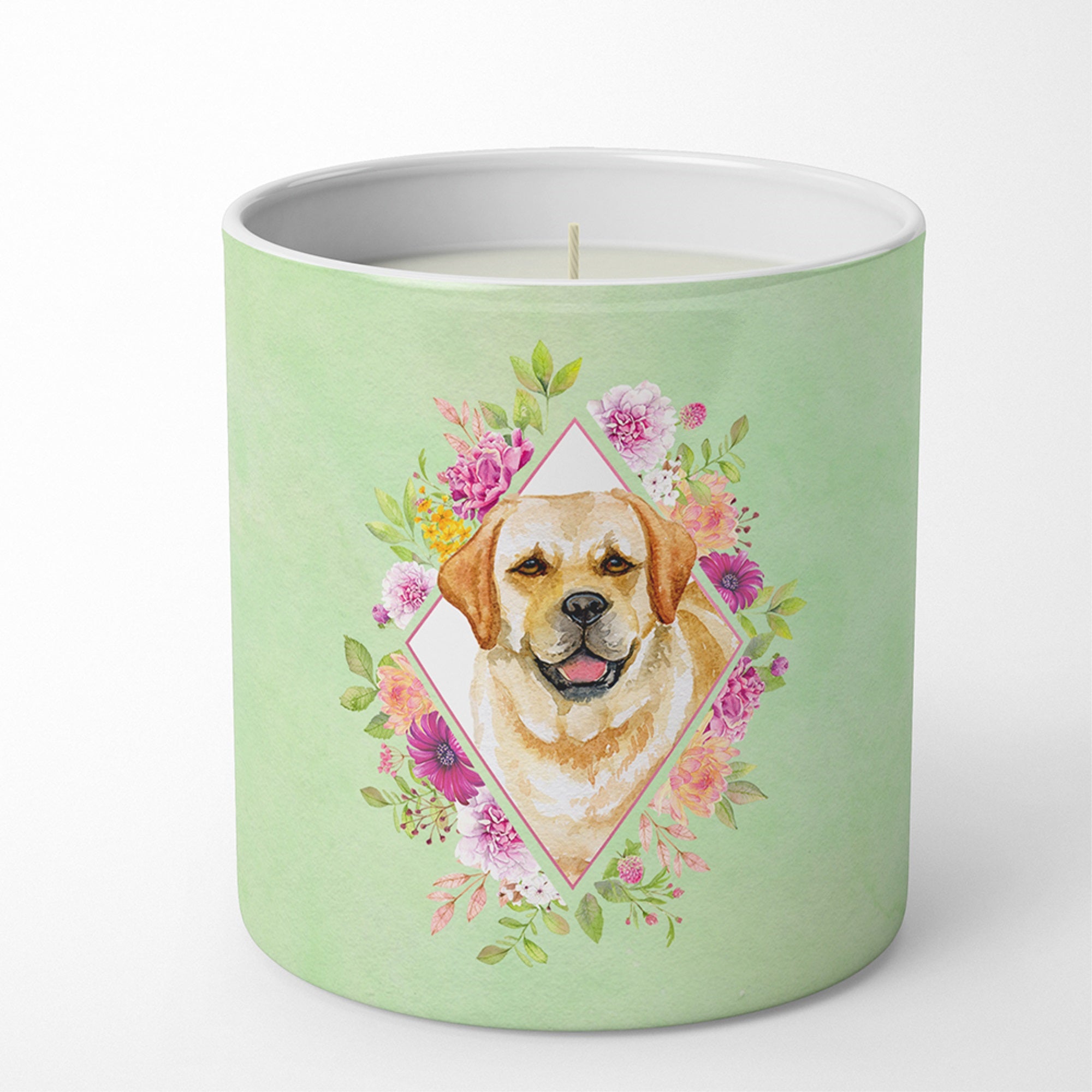 Golden Retriever Green Flowers 10 Oz Decorative Soy Candle