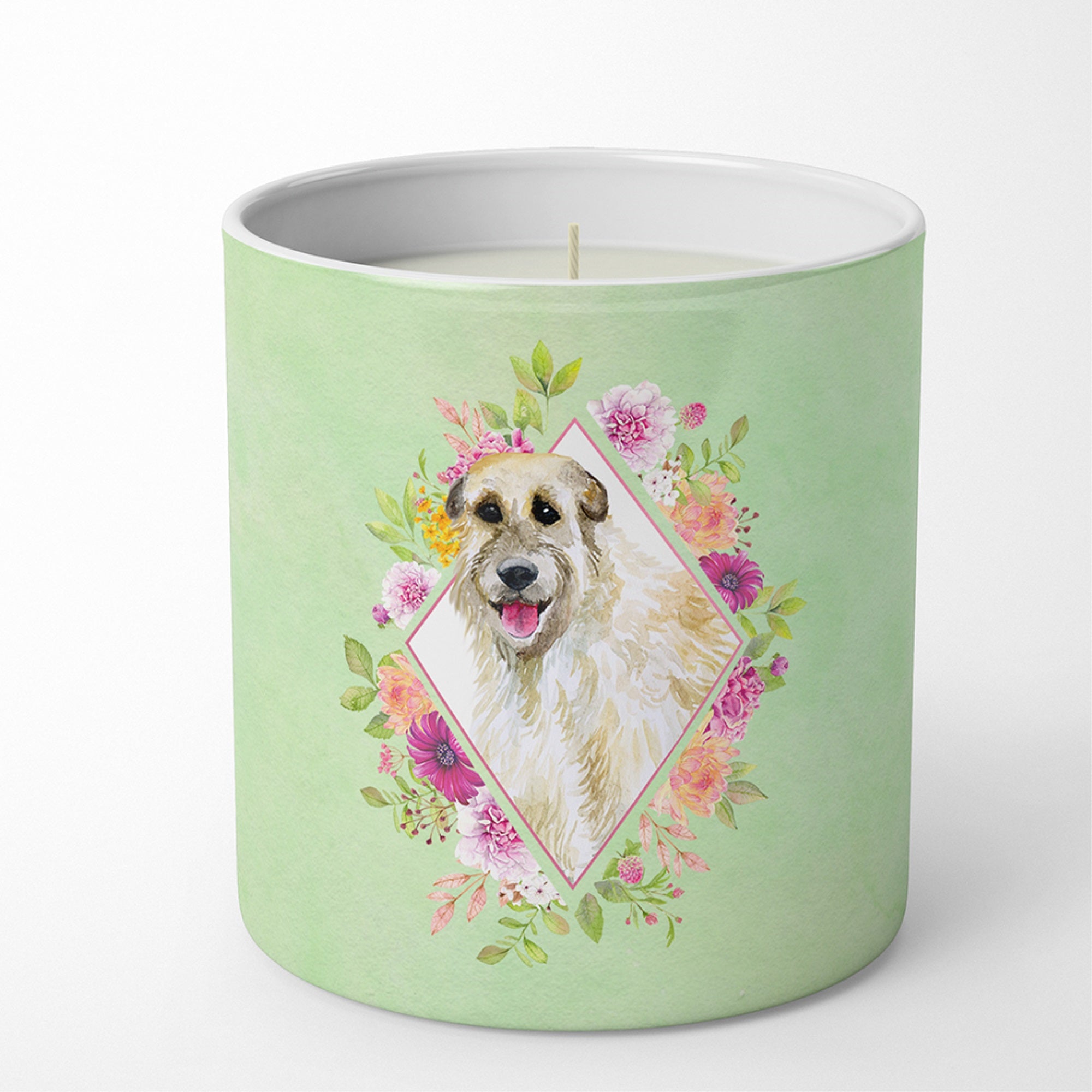 Irish Wolfhound Green Flowers 10 Oz Decorative Soy Candle
