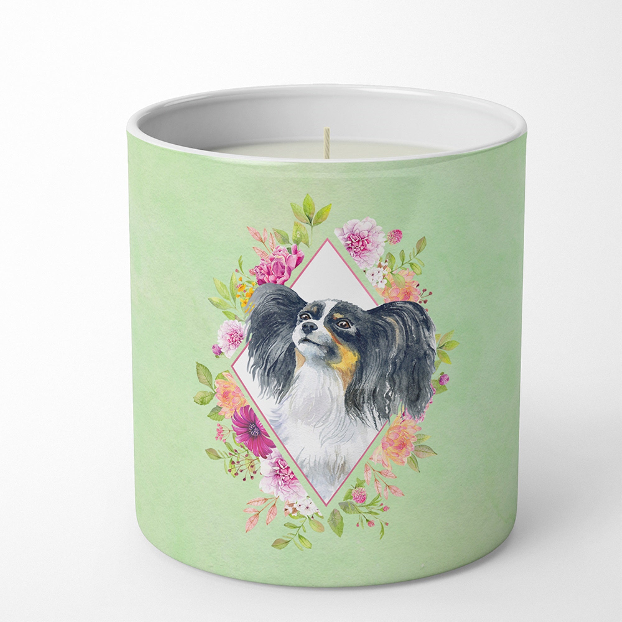 Papillon Green Flowers 10 Oz Decorative Soy Candle