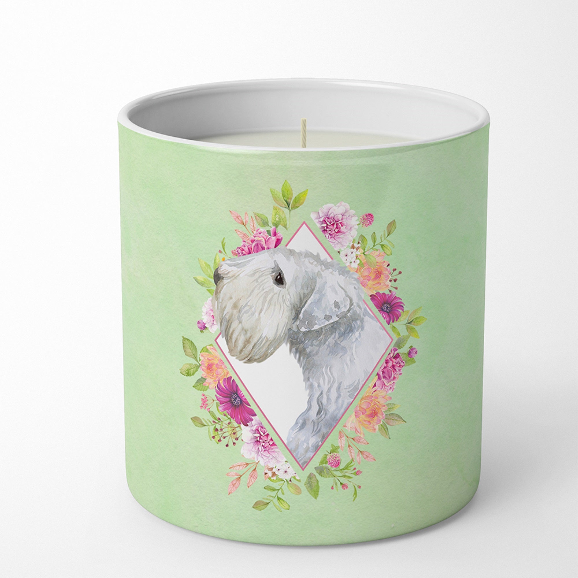 Sealyham Terrier Green Flowers 10 Oz Decorative Soy Candle