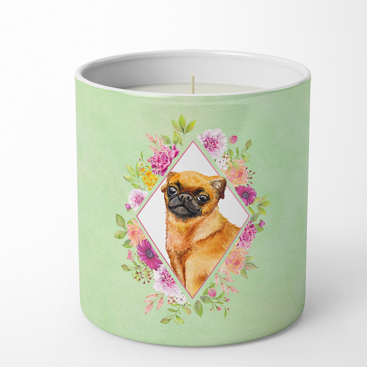 Brabant Griffon Green Flowers 10 Oz Decorative Soy Candle