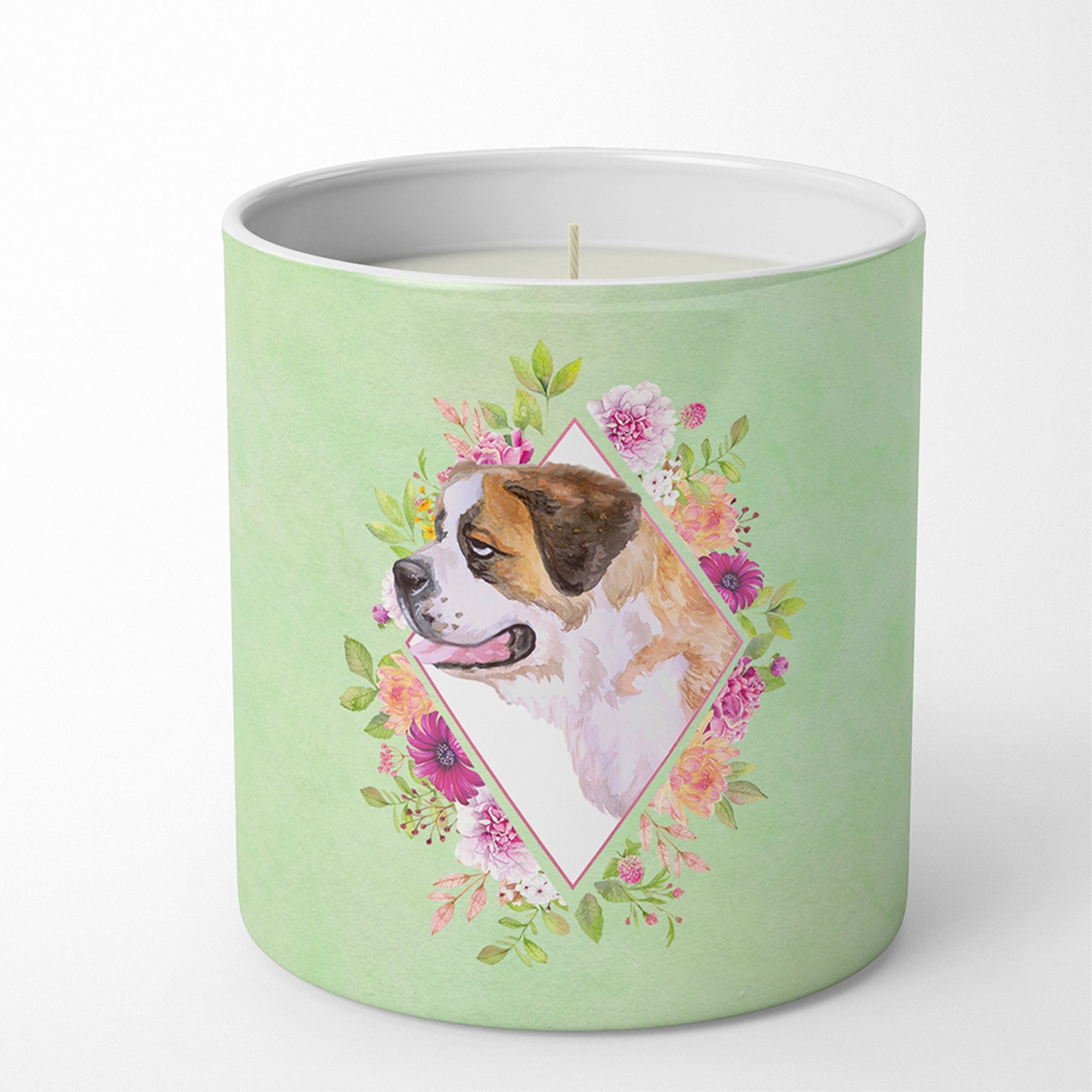 Saint Bernard #1 Green Flowers 10 Oz Decorative Soy Candle