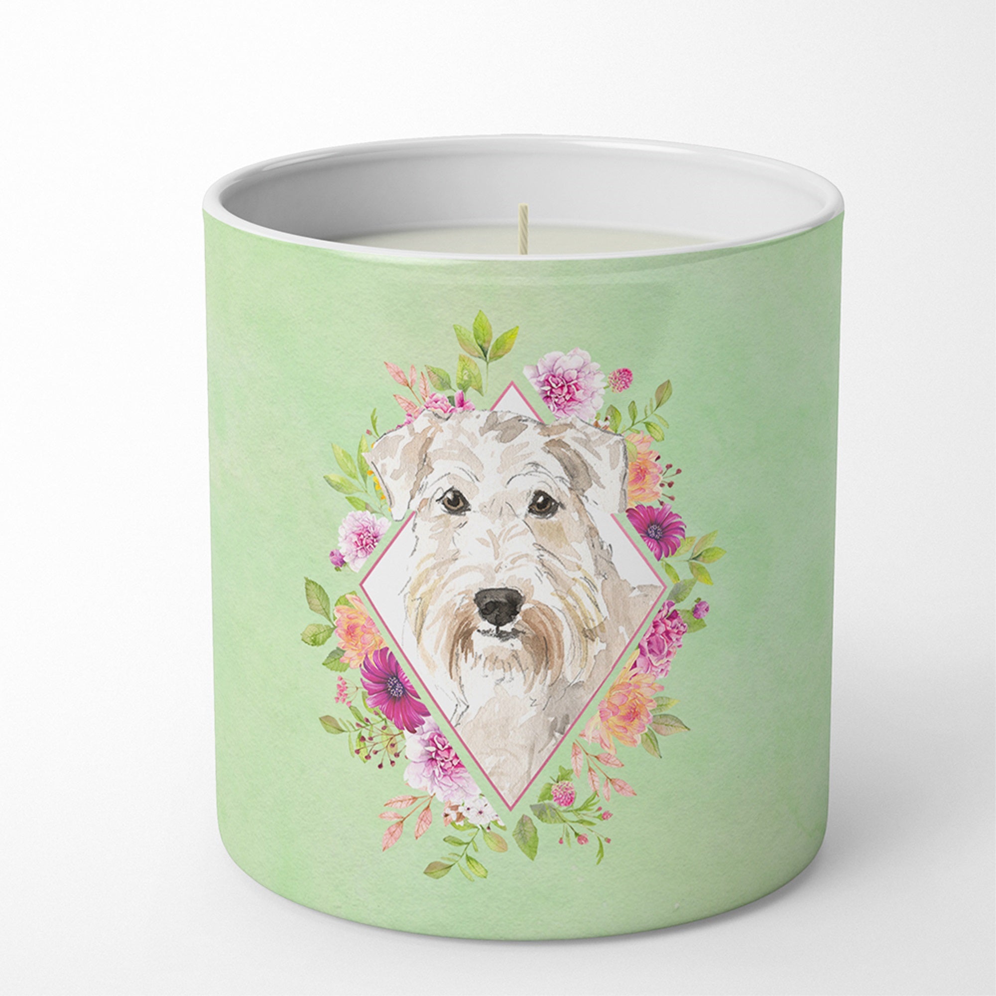Wheaten Terrier Green Flowers 10 Oz Decorative Soy Candle