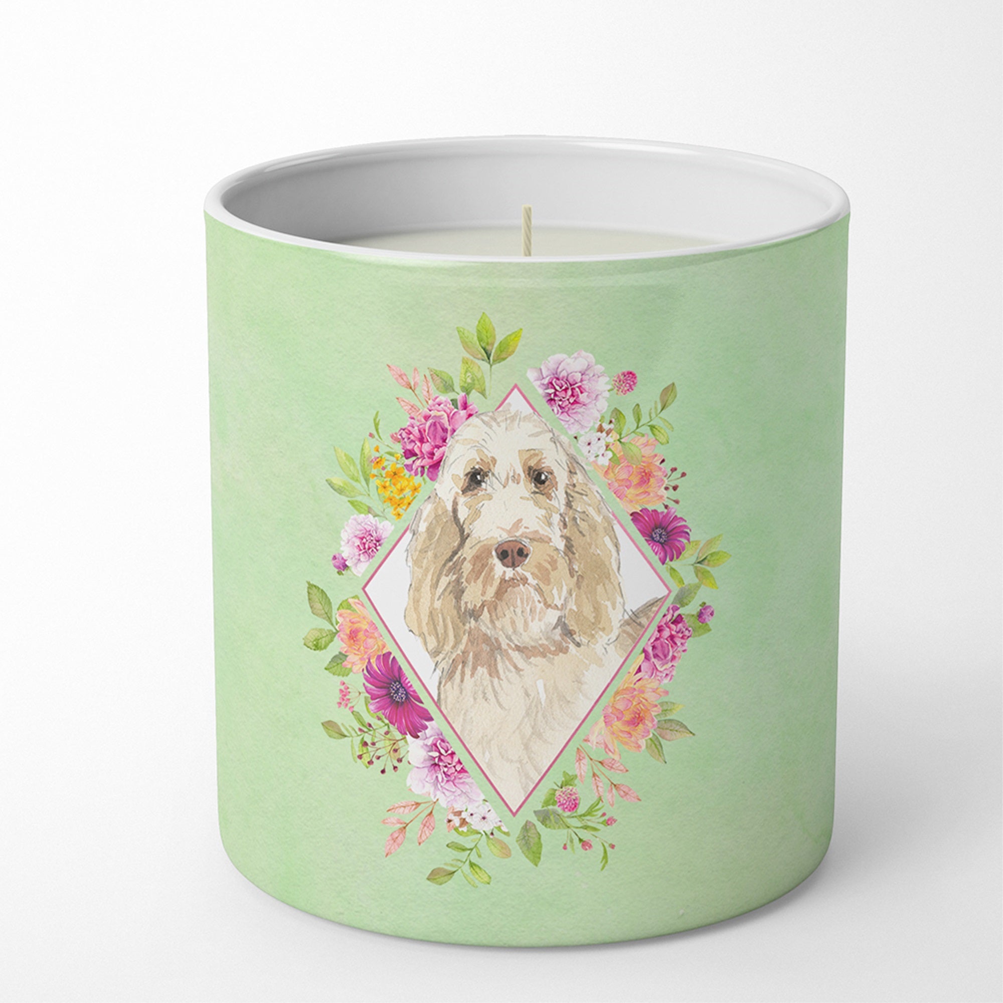 Spinone Italiano Green Flowers 10 Oz Decorative Soy Candle