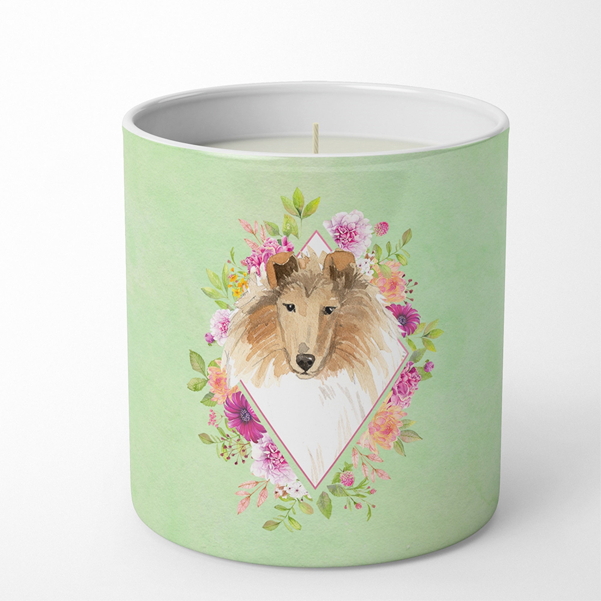 Collie Green Flowers 10 Oz Decorative Soy Candle