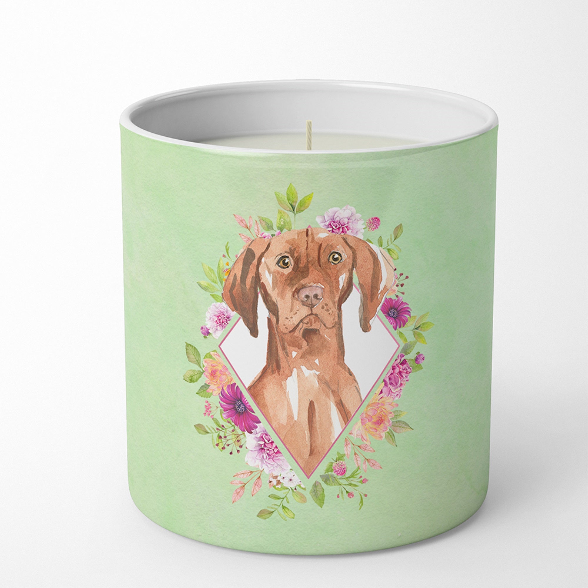 Vizsla Green Flowers 10 Oz Decorative Soy Candle