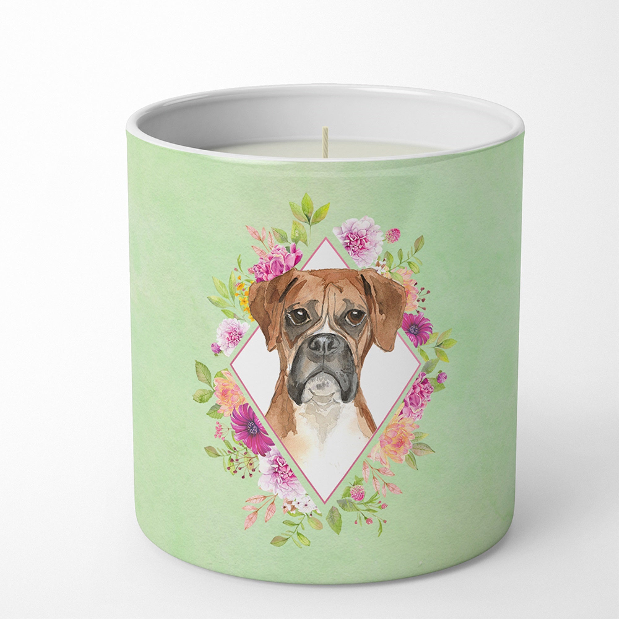 Boxer Green Flowers 10 Oz Decorative Soy Candle
