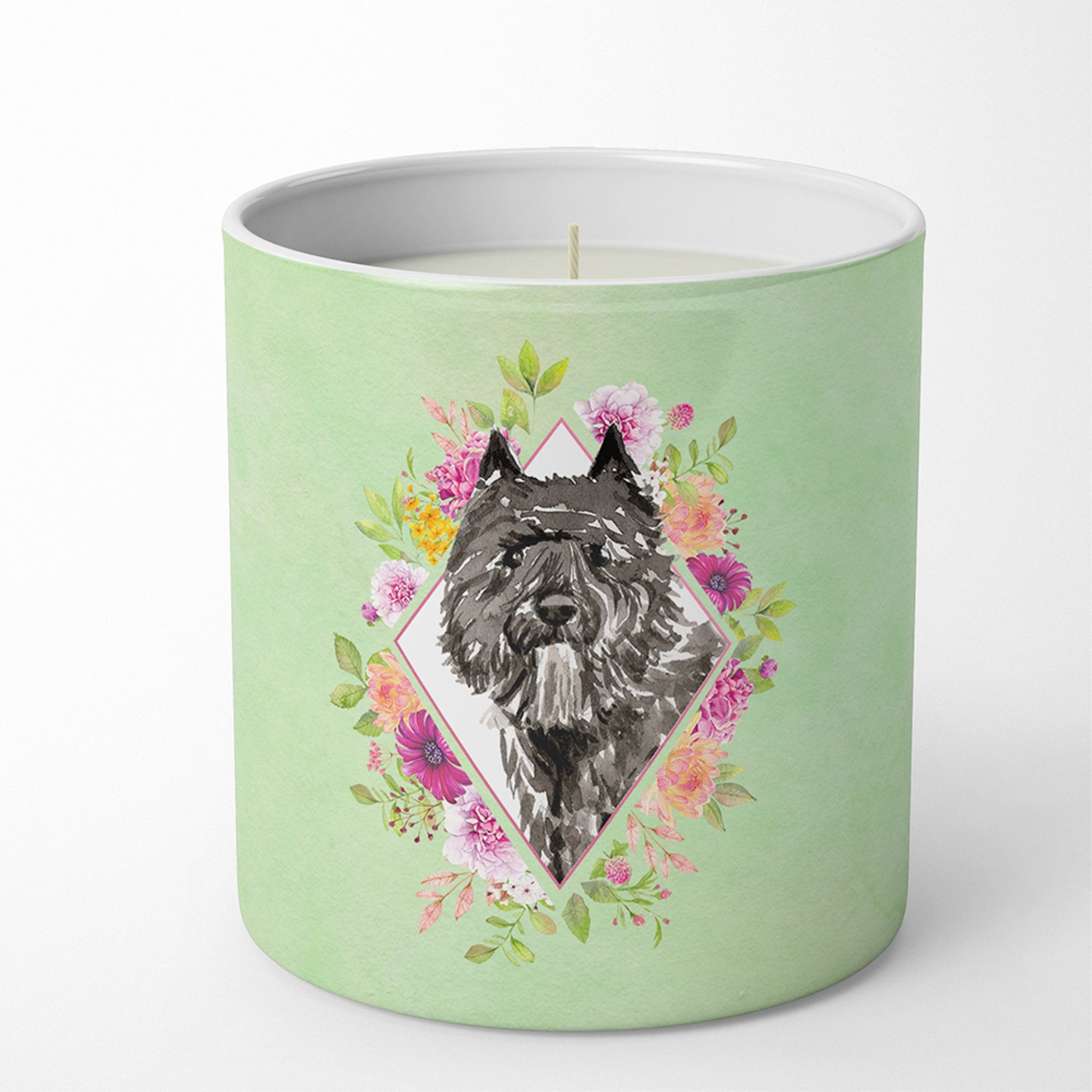 Bouvier Des Flandres Green Flowers 10 Oz Decorative Soy Candle