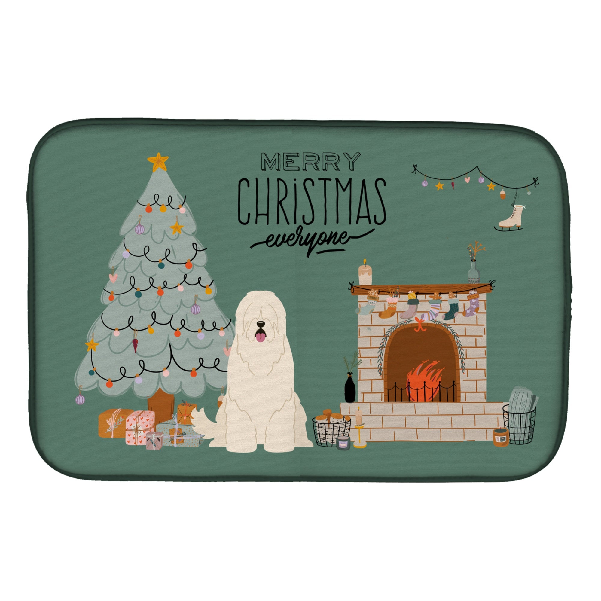 South Russian Sheepdog Christmas Everyone Dish Drying Mat