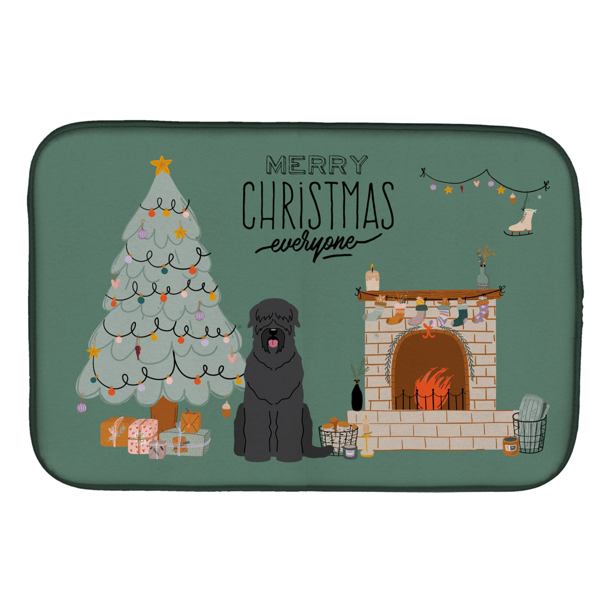 Black Russian Terrier Christmas Everyone Dish Drying Mat