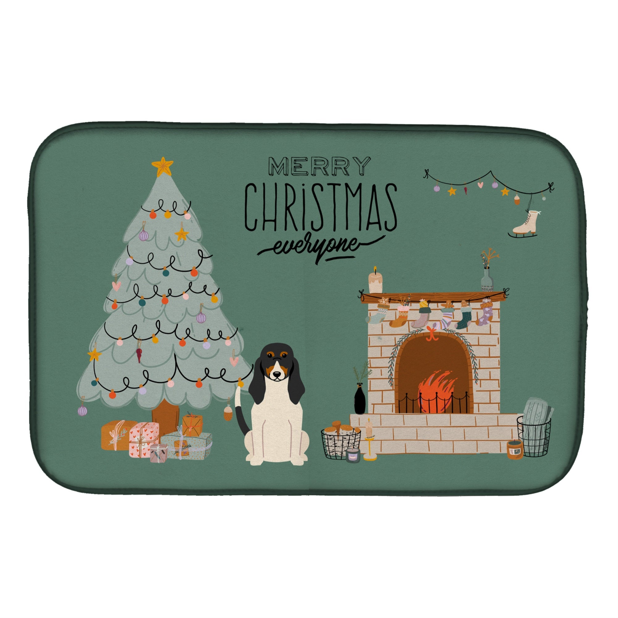 Swiss Hound Christmas Everyone Dish Drying Mat
