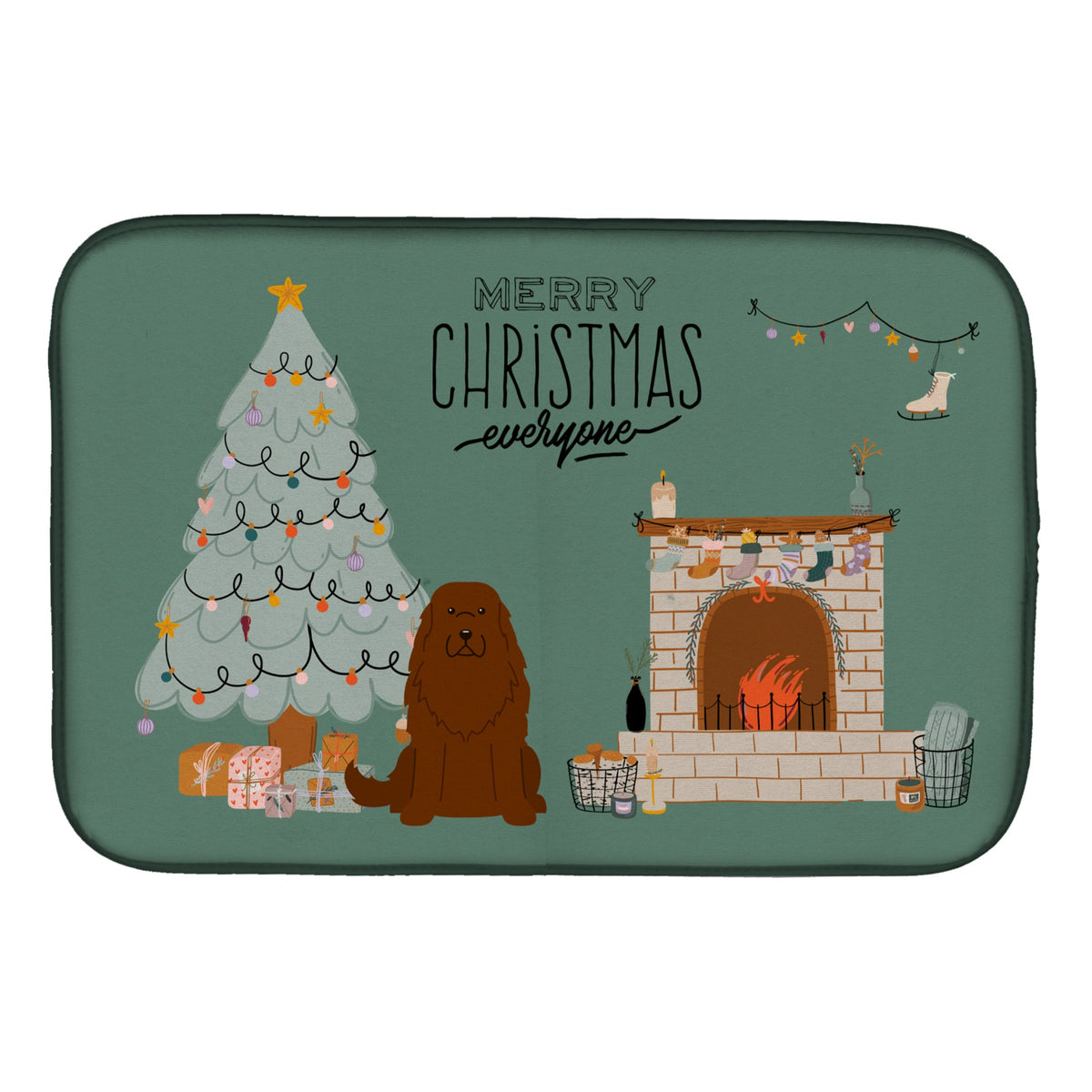 Caucasian Shepherd Dog Christmas Everyone Dish Drying Mat