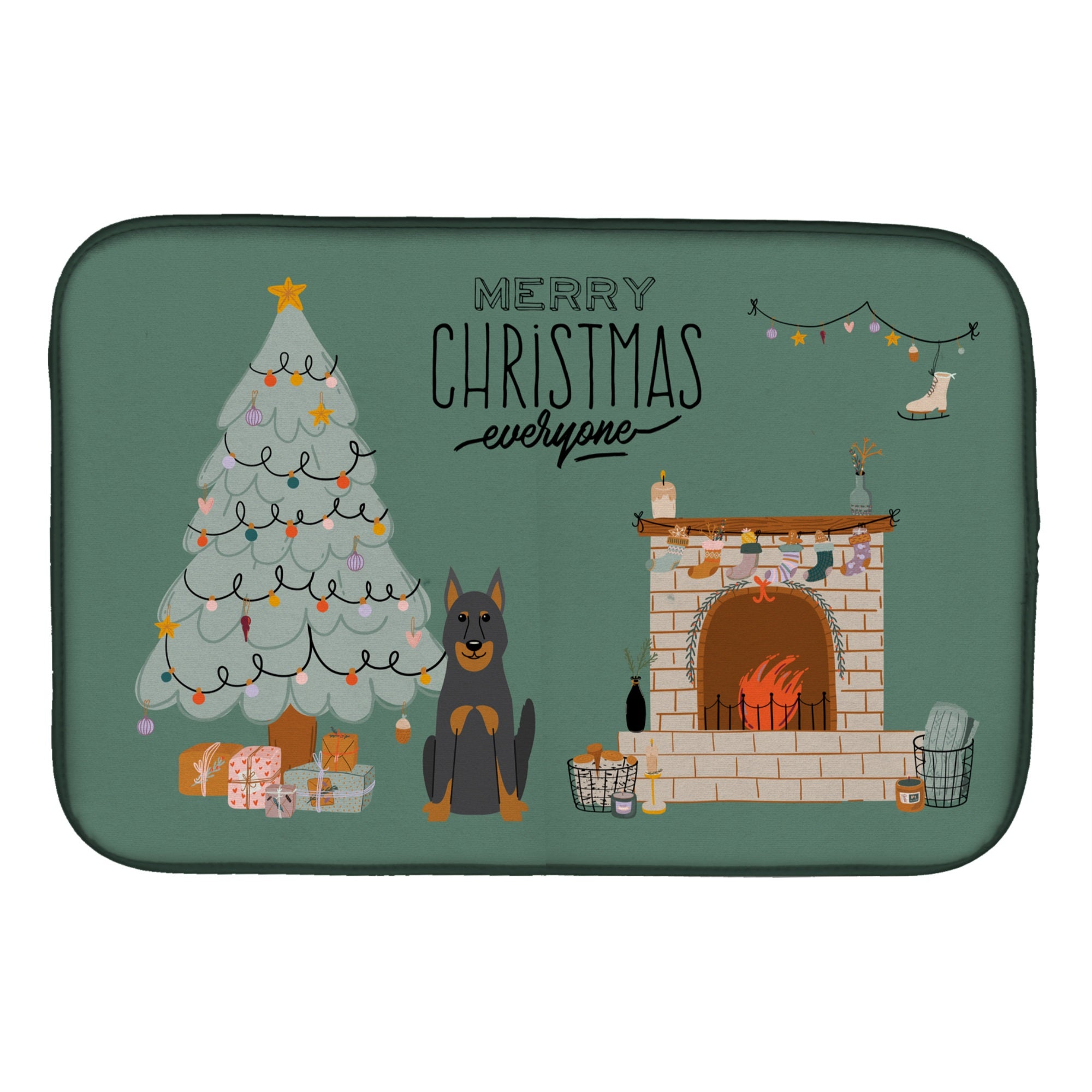 Beauce Shepherd Dog Christmas Everyone Dish Drying Mat