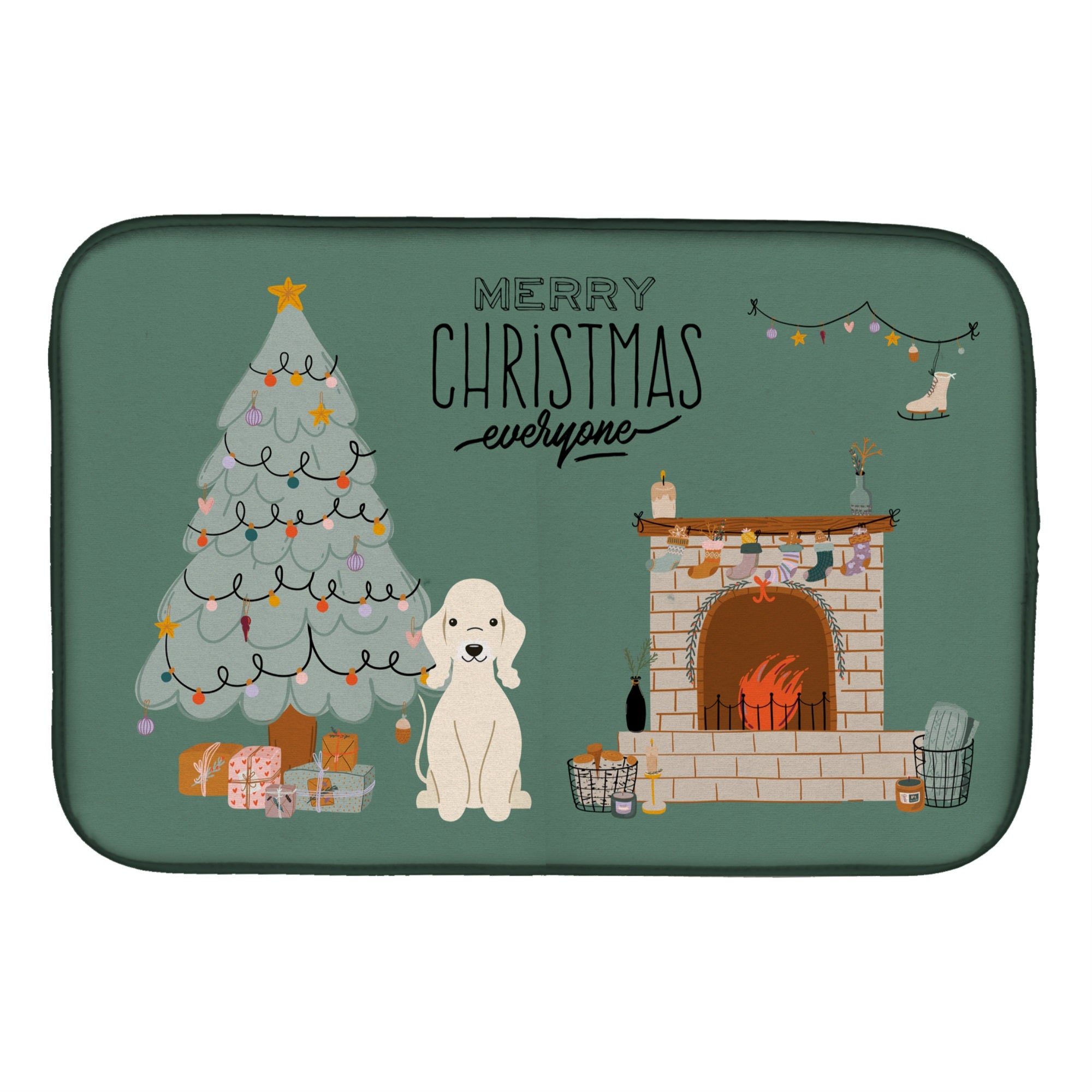 Sandy Bedlington Terrier Christmas Everyone Dish Drying Mat