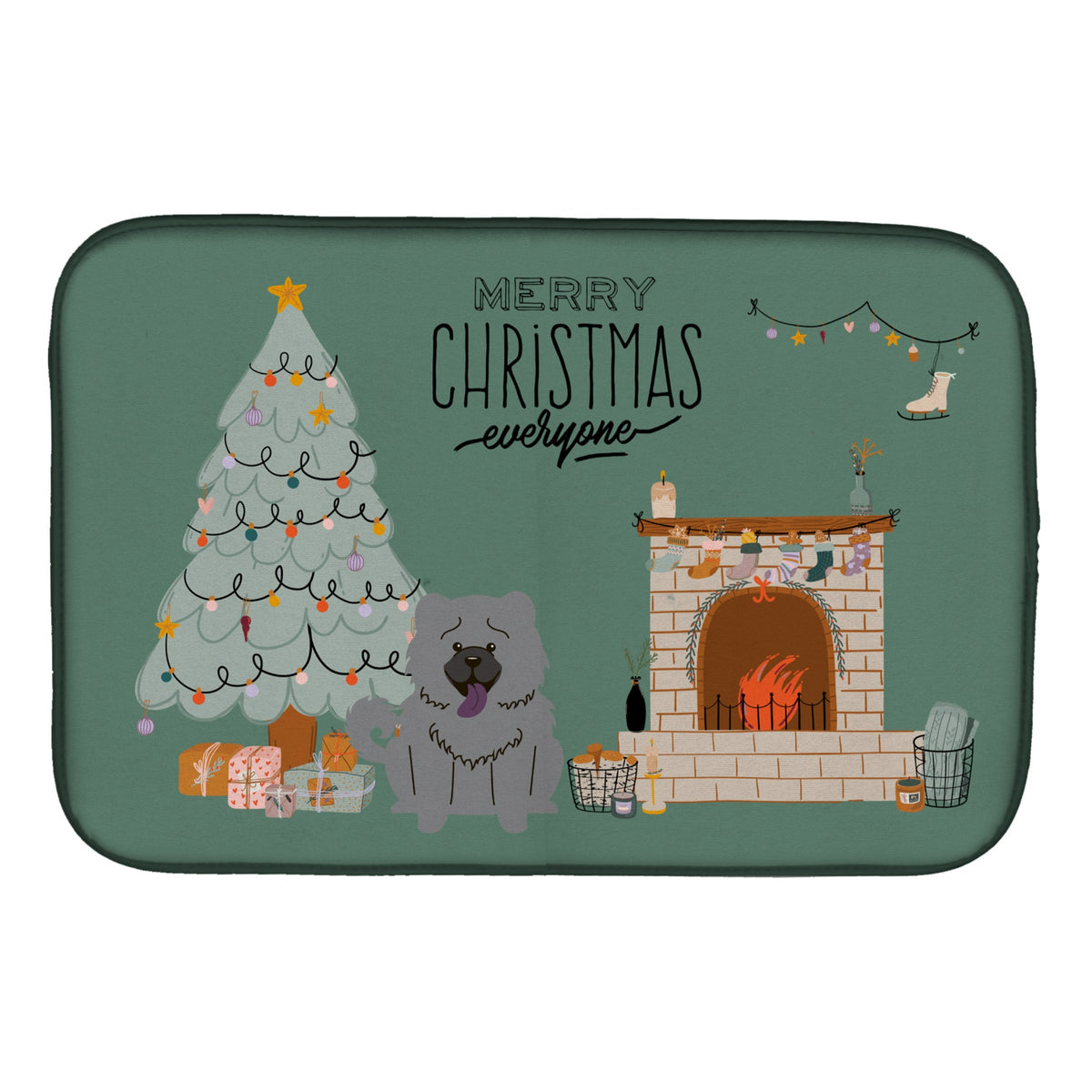 Blue Chow Chow Christmas Everyone Dish Drying Mat