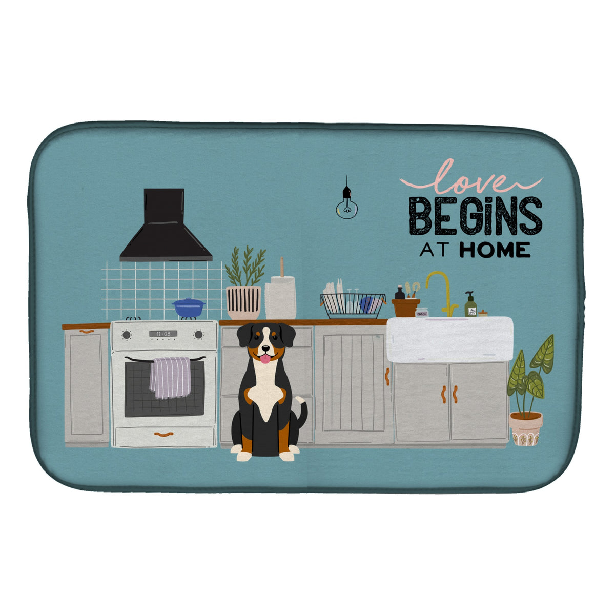 Entlebucher Kitchen Scene Dish Drying Mat