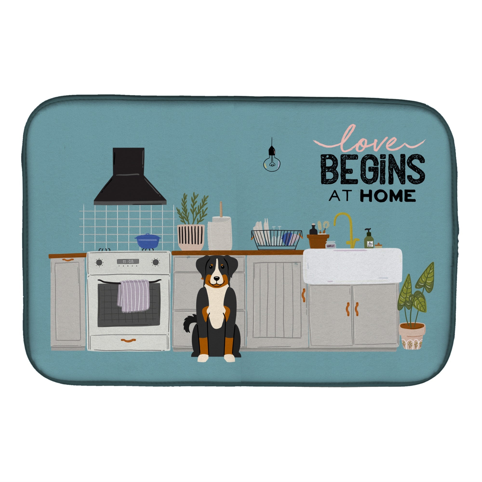 Appenzeller Sennenhund Kitchen Scene Dish Drying Mat