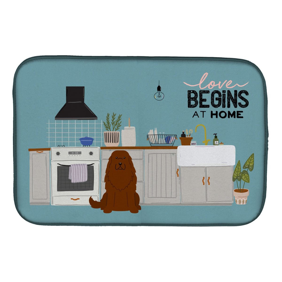 Caucasian Shepherd Dog Kitchen Scene Dish Drying Mat
