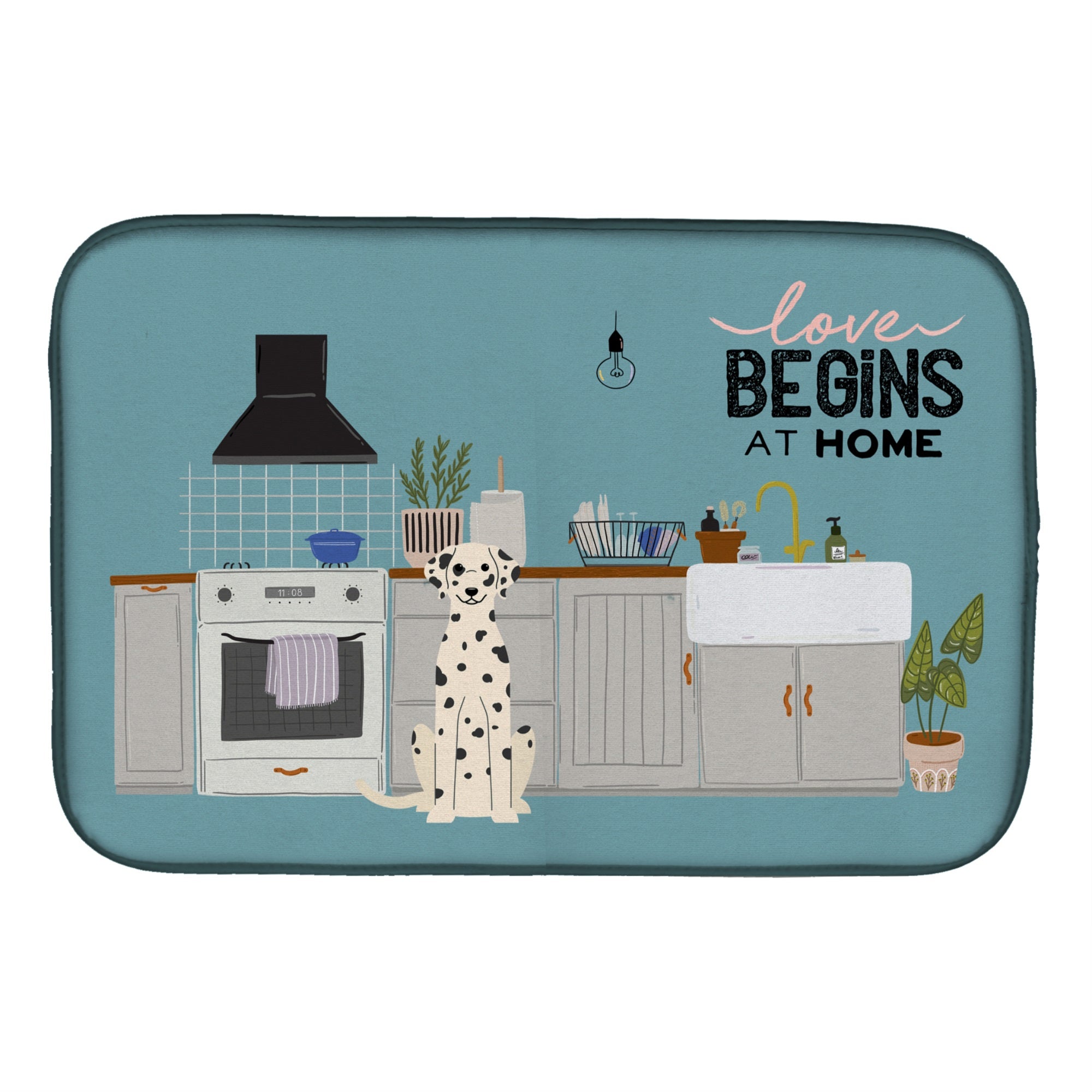Dalmatian Kitchen Scene Dish Drying Mat