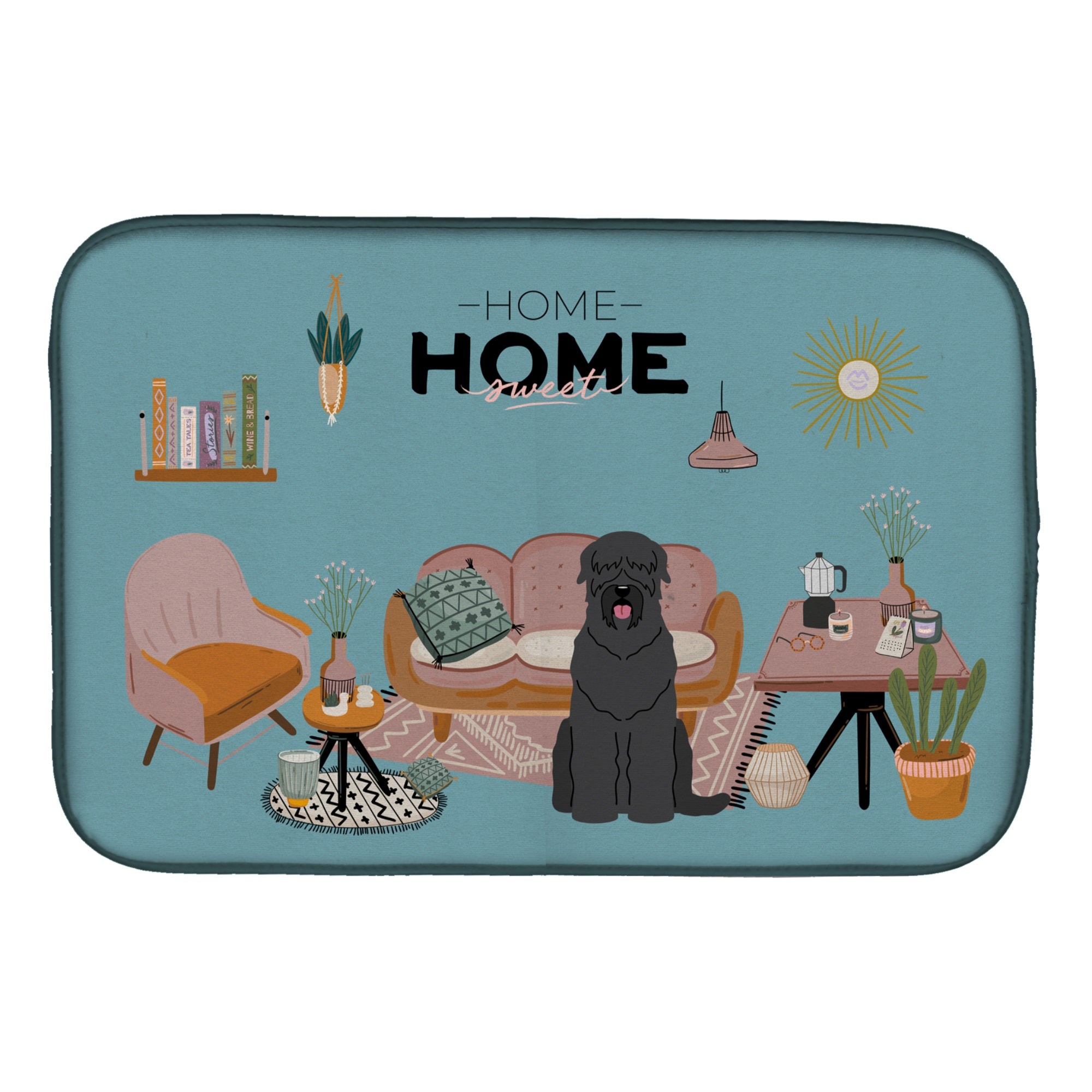 Black Russian Terrier Sweet Home Dish Drying Mat