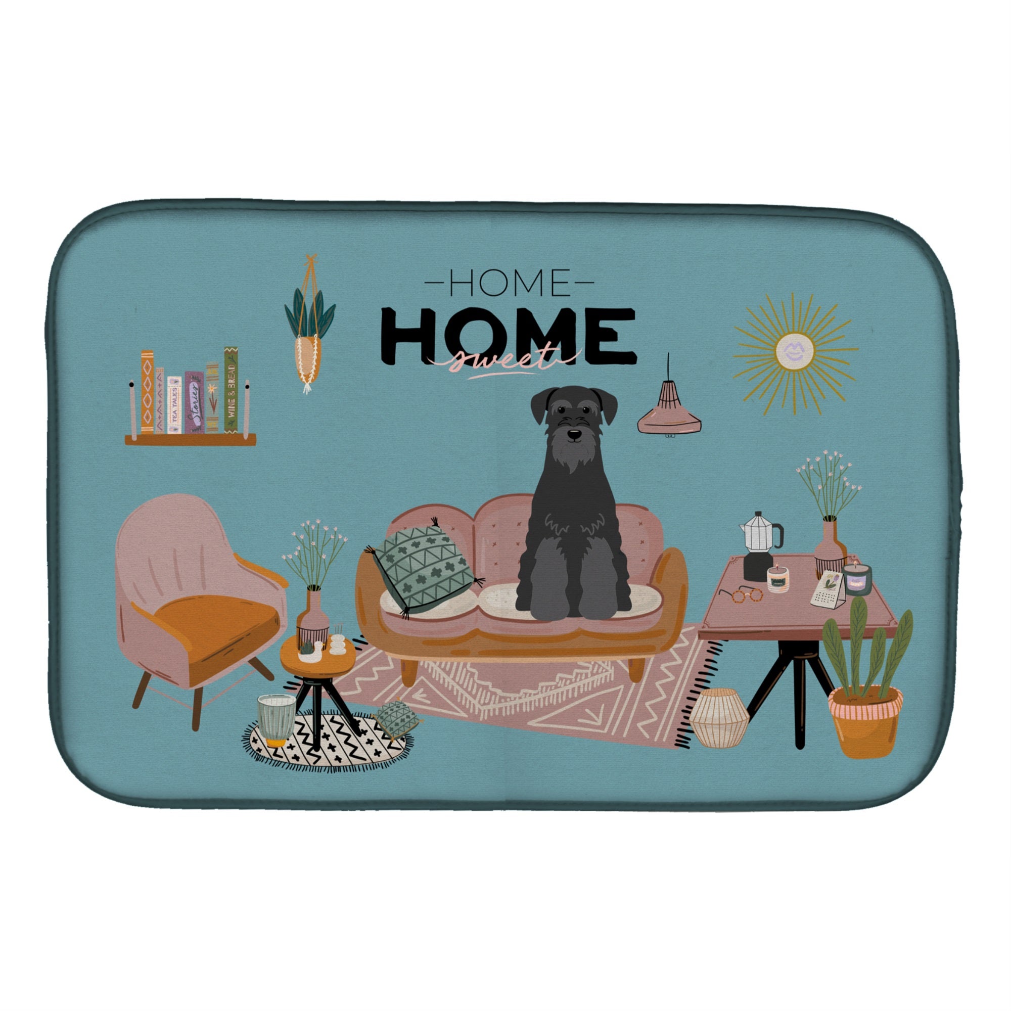 Black Standard Schnauzer Sweet Home Dish Drying Mat