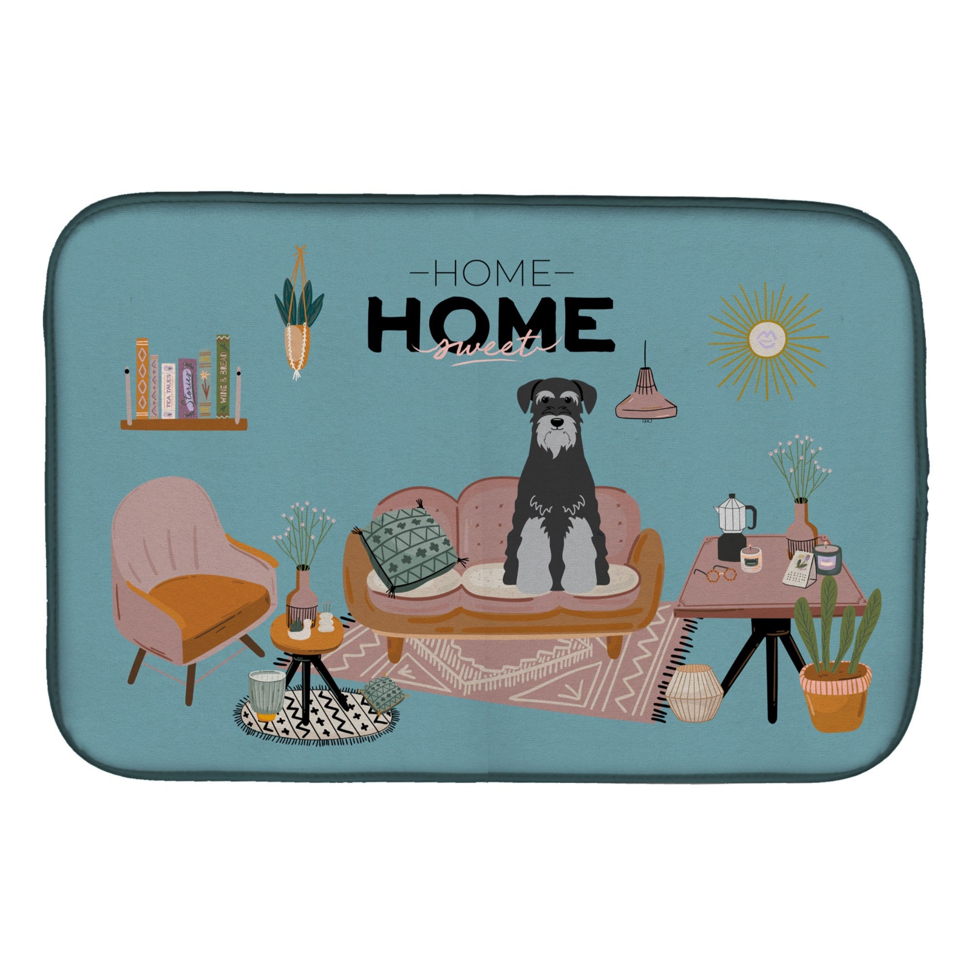 Black Grey Standard Schnauzer Sweet Home Dish Drying Mat