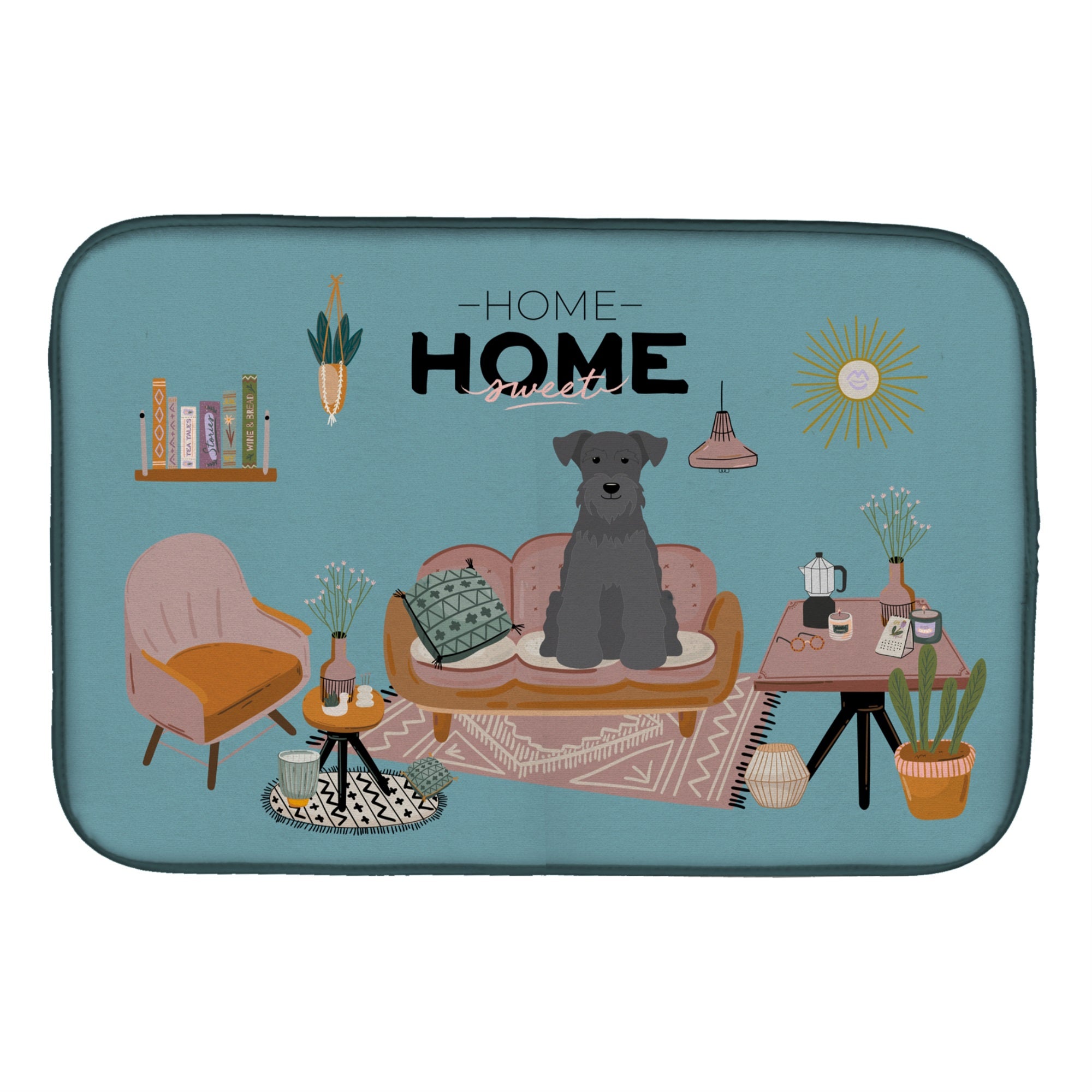 Black Miniature Schnauzer Sweet Home Dish Drying Mat
