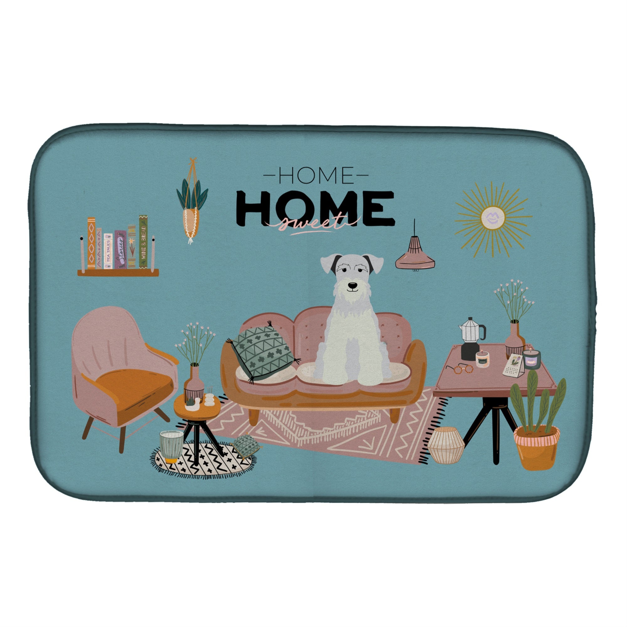 White Miniature Schnauzer Sweet Home Dish Drying Mat