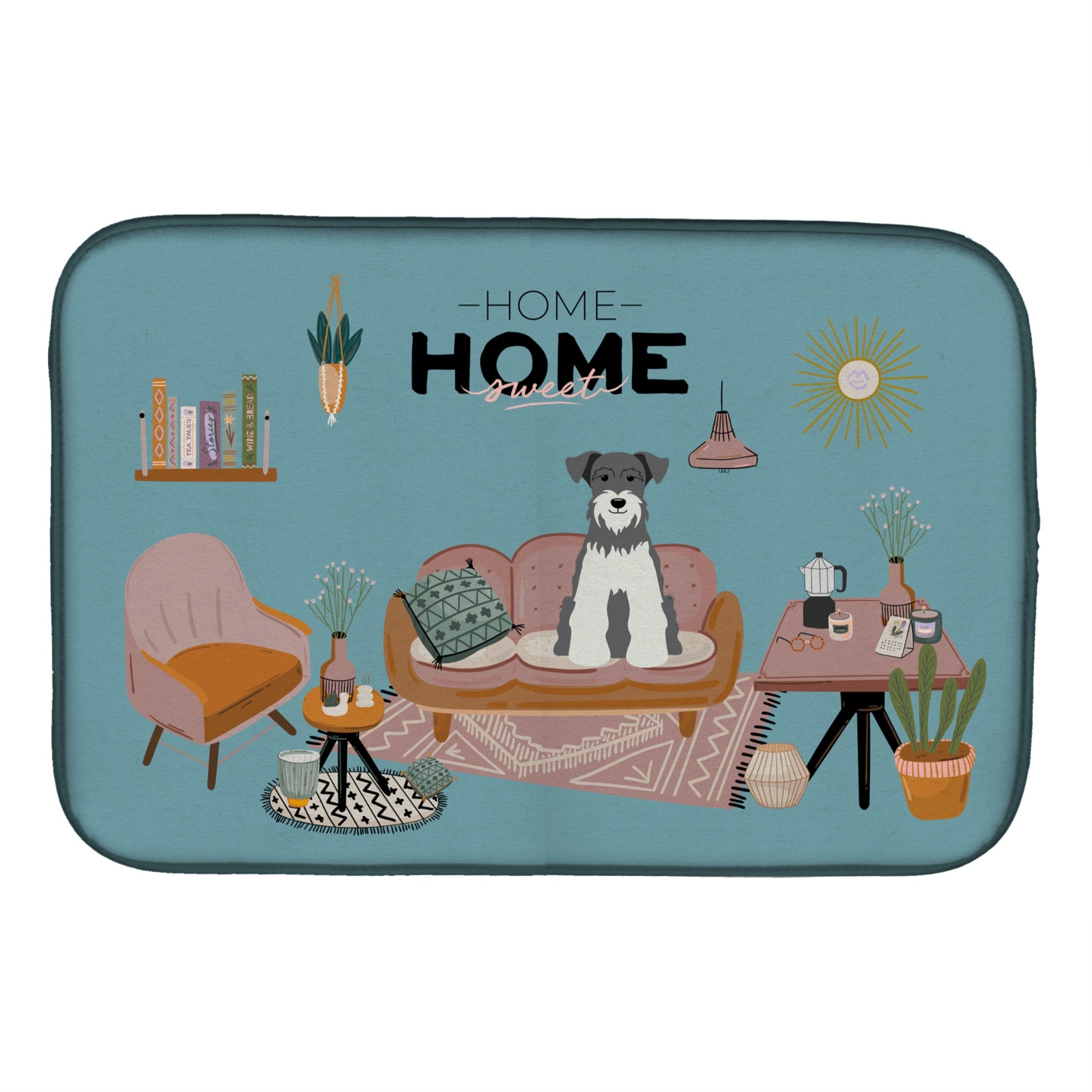 Salt And Pepper Miniature Schnauzer Sweet Home Dish Drying Mat