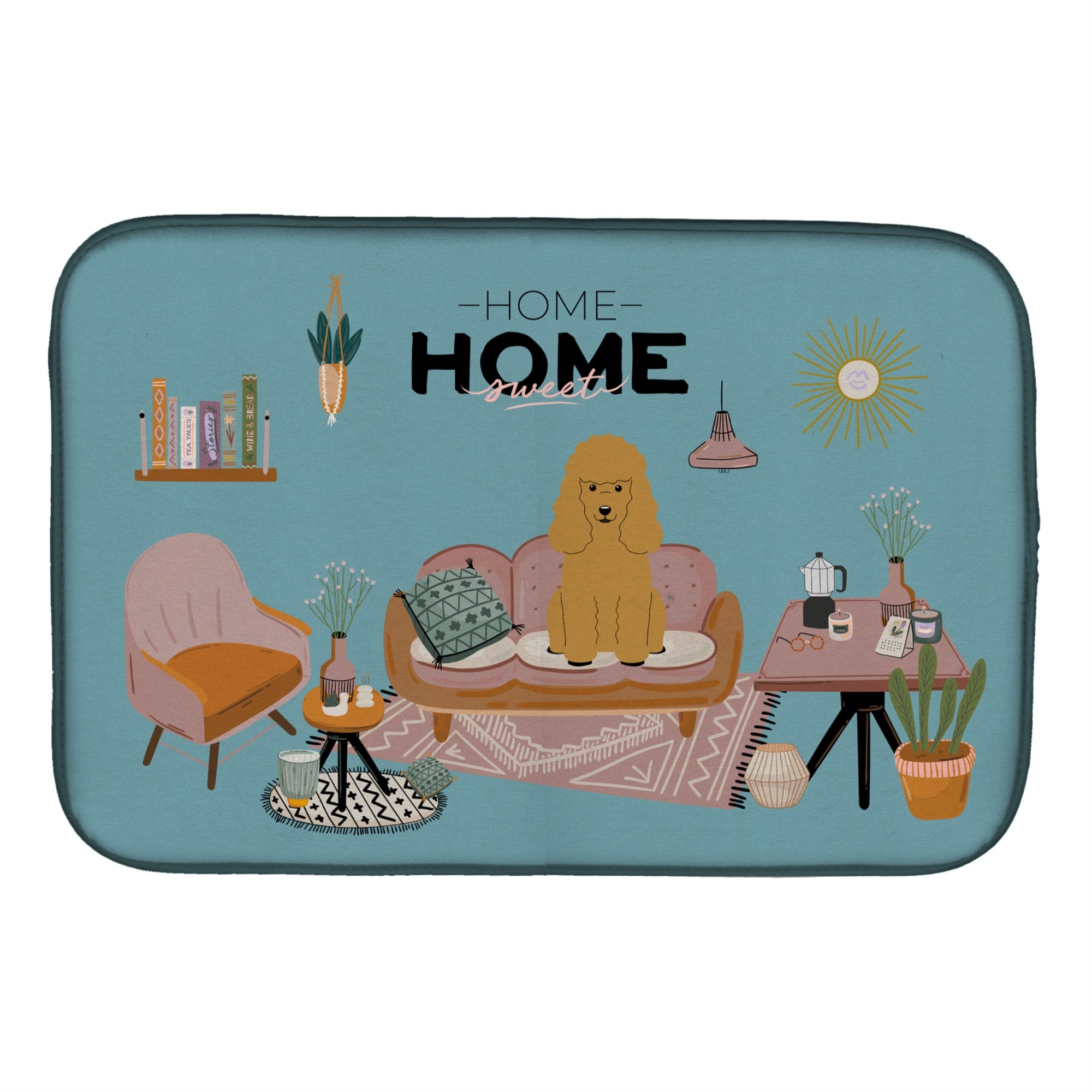 Tan Poodle Sweet Home Dish Drying Mat