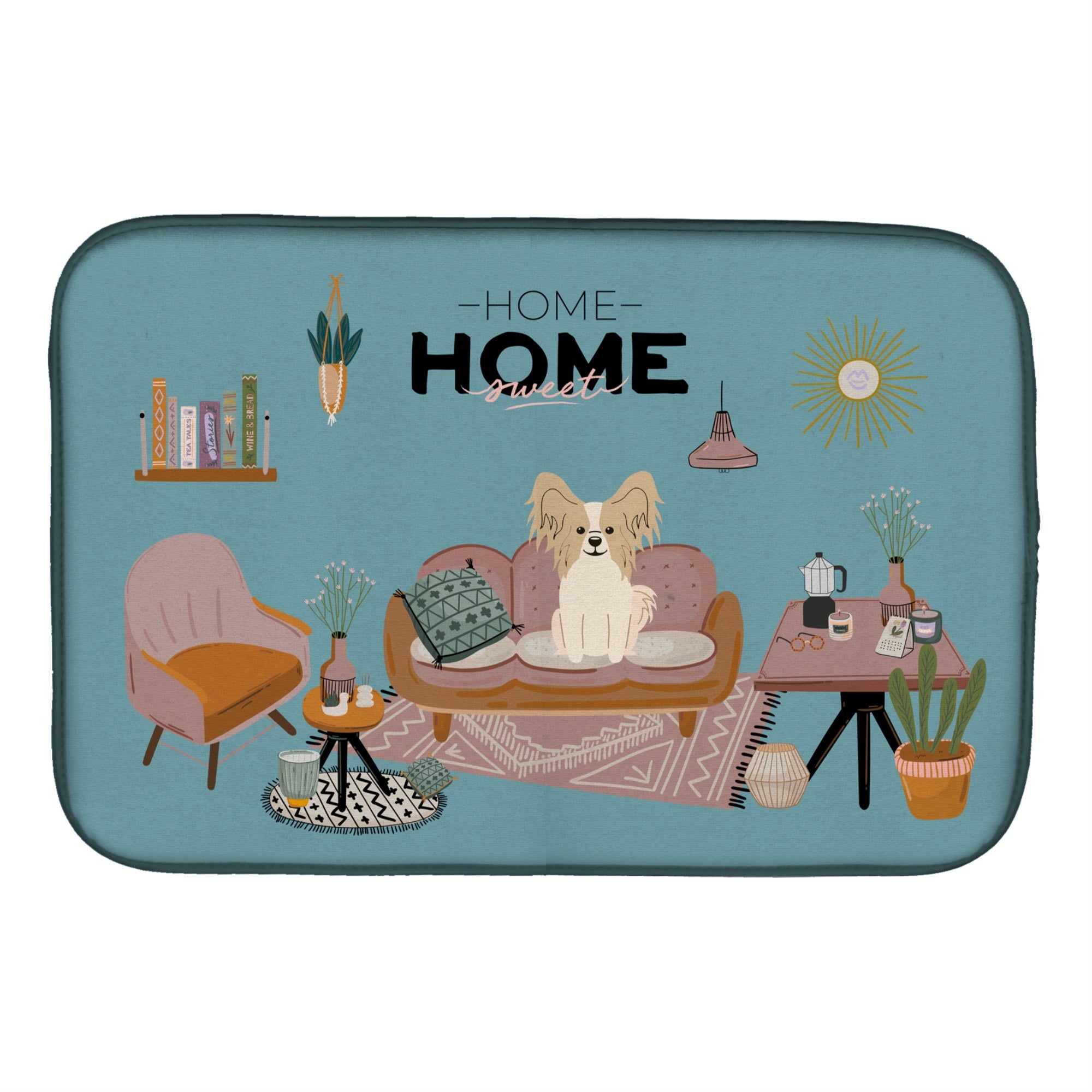 Sable White Papillon Sweet Home Dish Drying Mat
