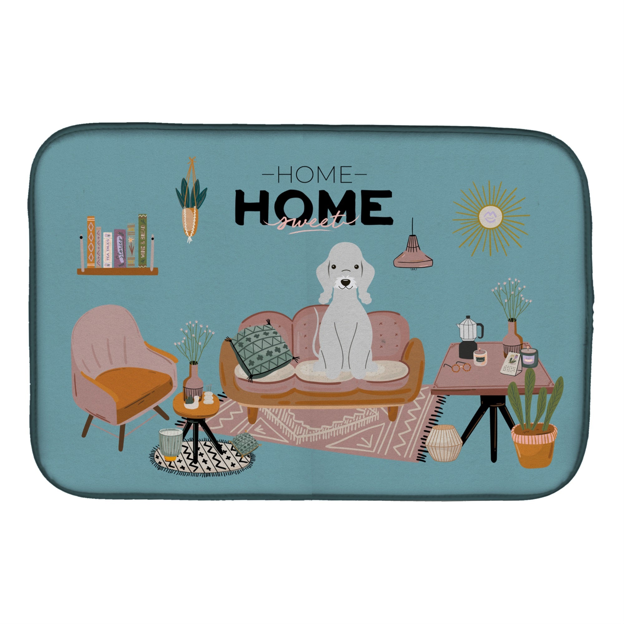 Blue Bedlington Terrier Sweet Home Dish Drying Mat