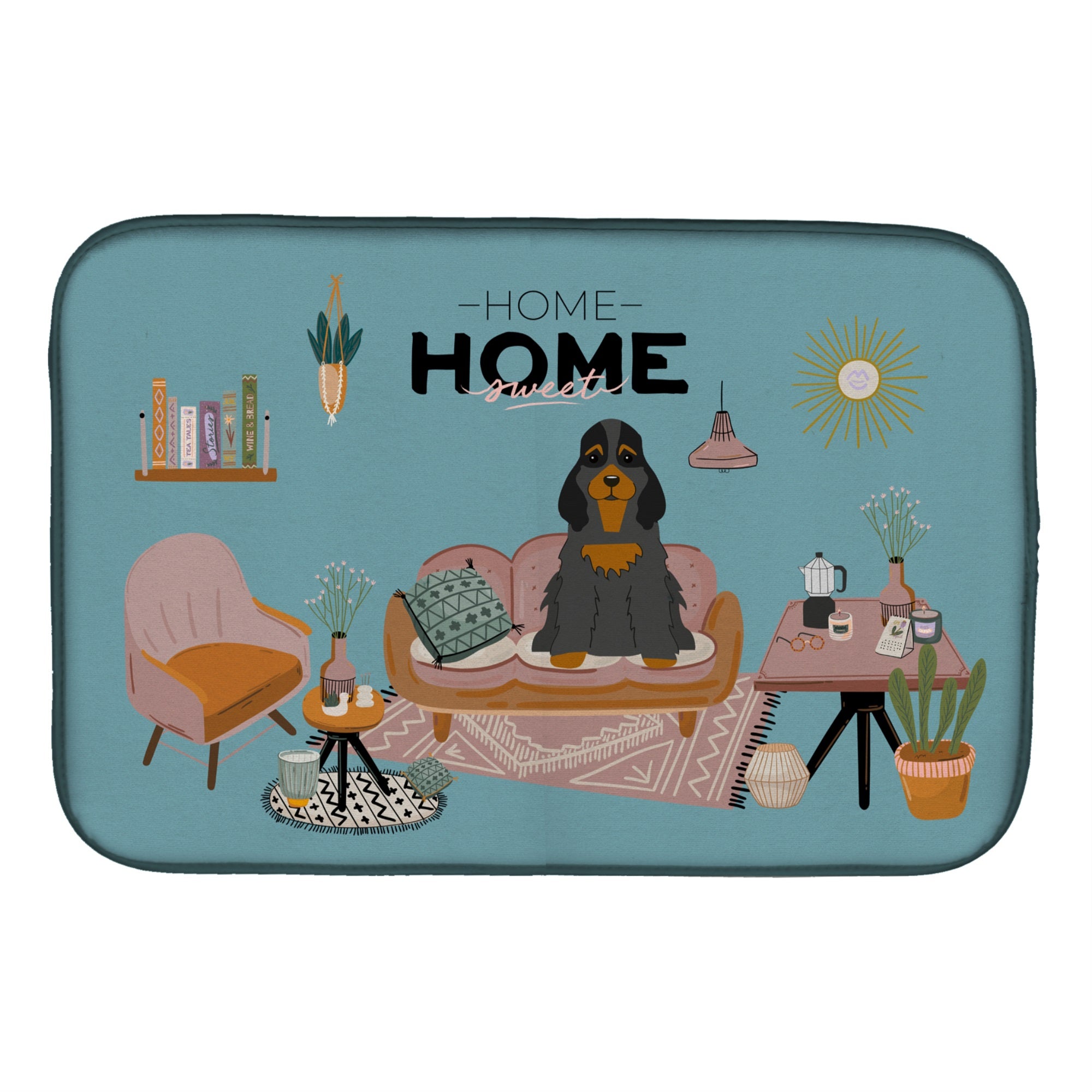 Black Tan Cocker Spaniel Sweet Home Dish Drying Mat