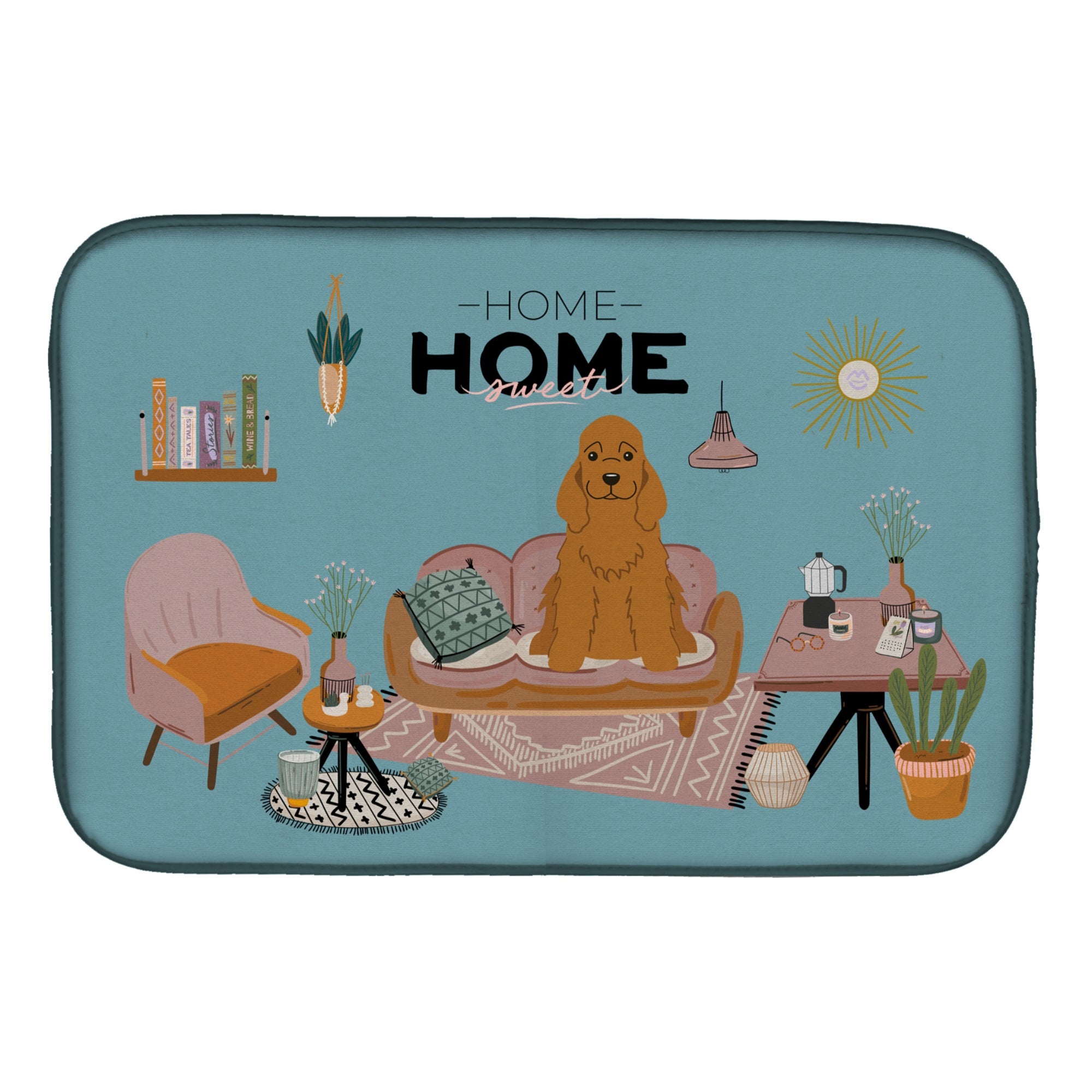 Red Cocker Spaniel Sweet Home Dish Drying Mat