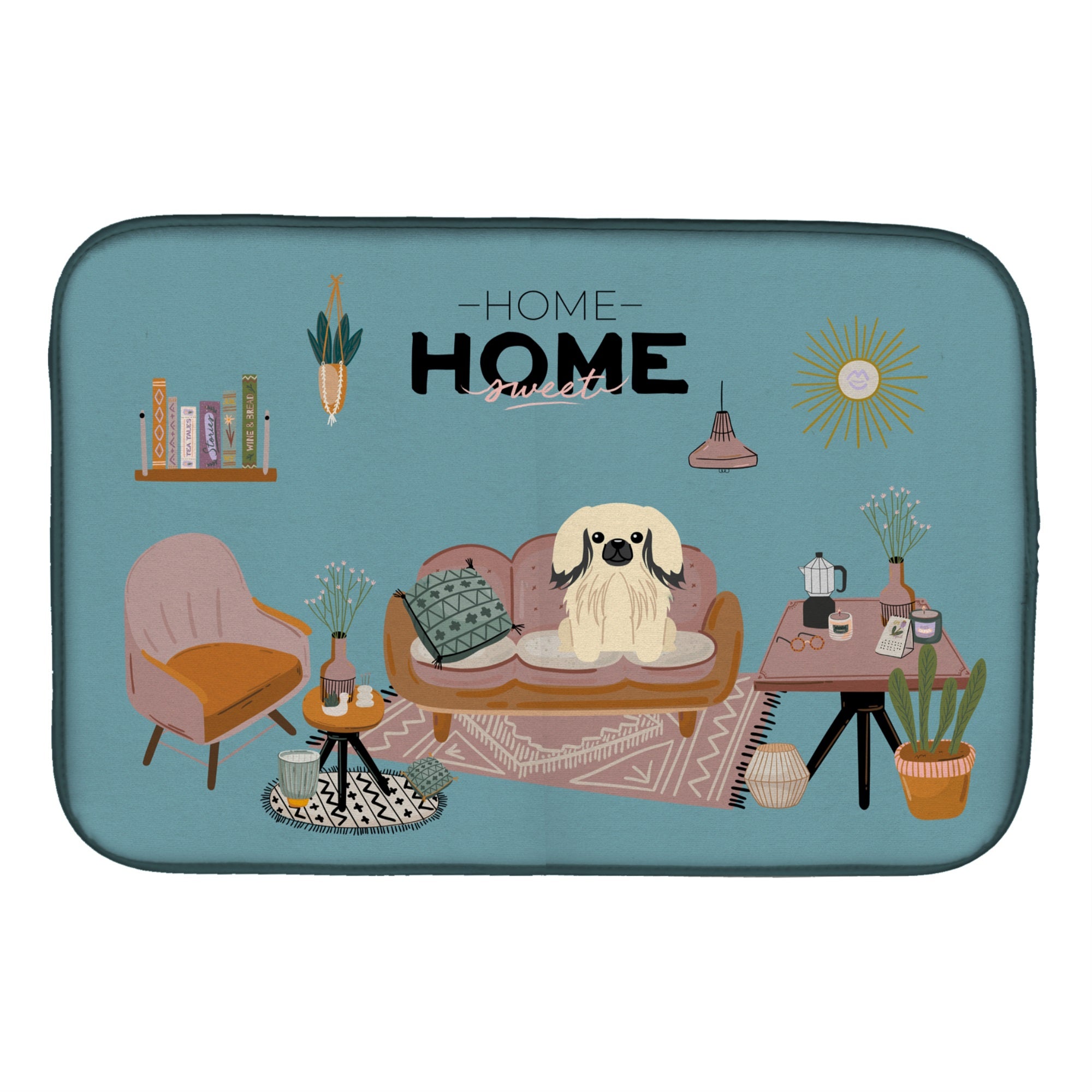 Cream Pekingese Sweet Home Dish Drying Mat