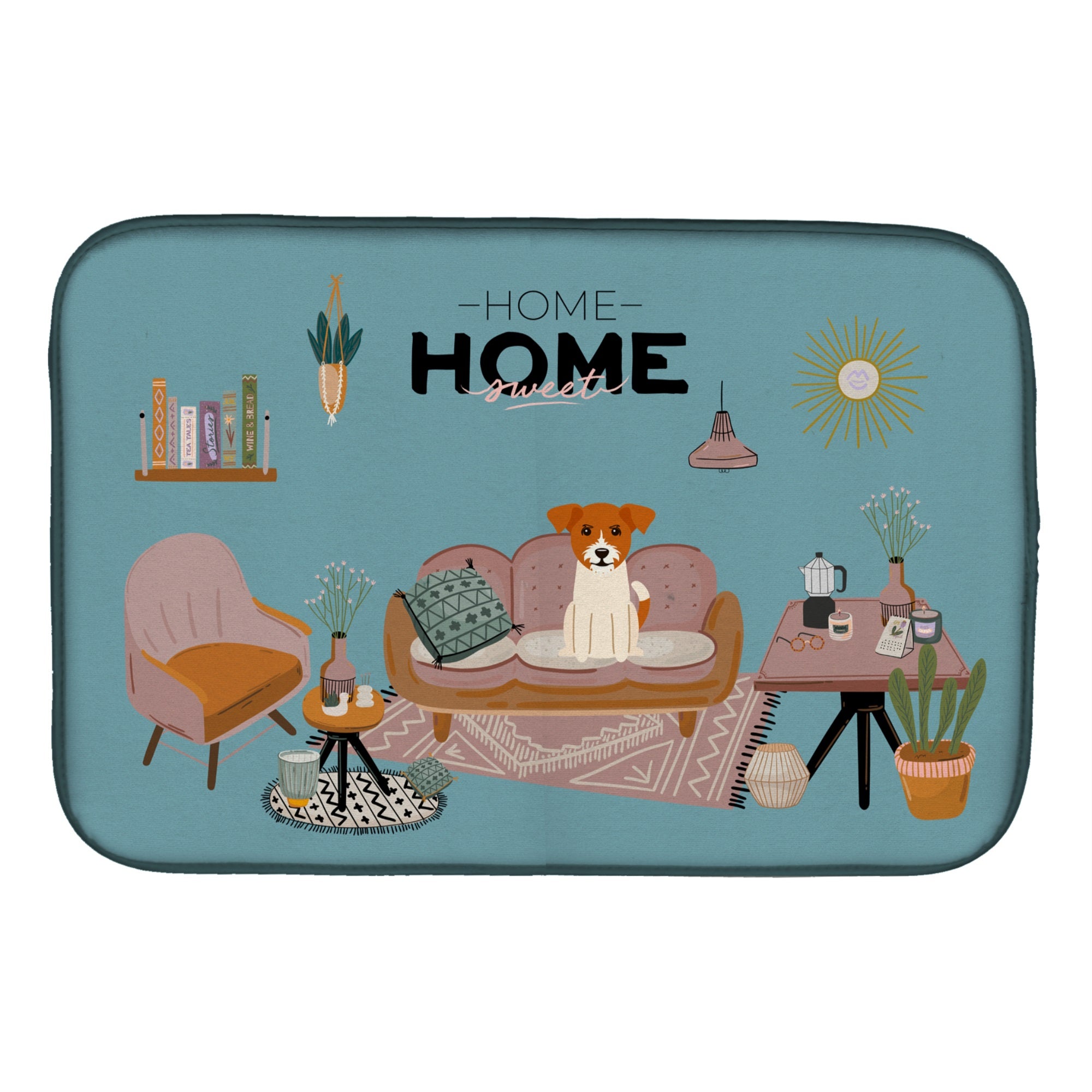 Jack Russell Terrier Sweet Home Dish Drying Mat