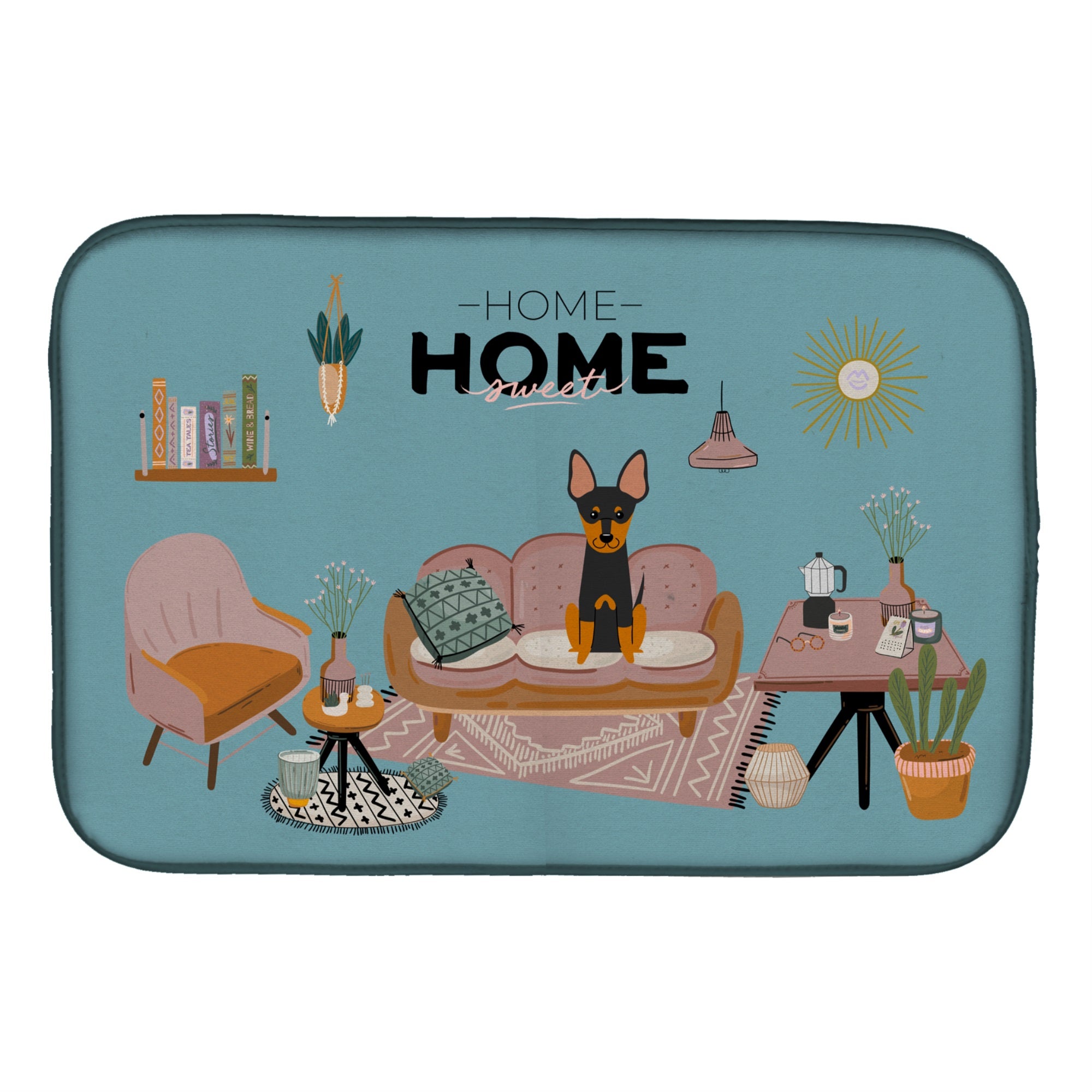 English Toy Terrier Sweet Home Dish Drying Mat