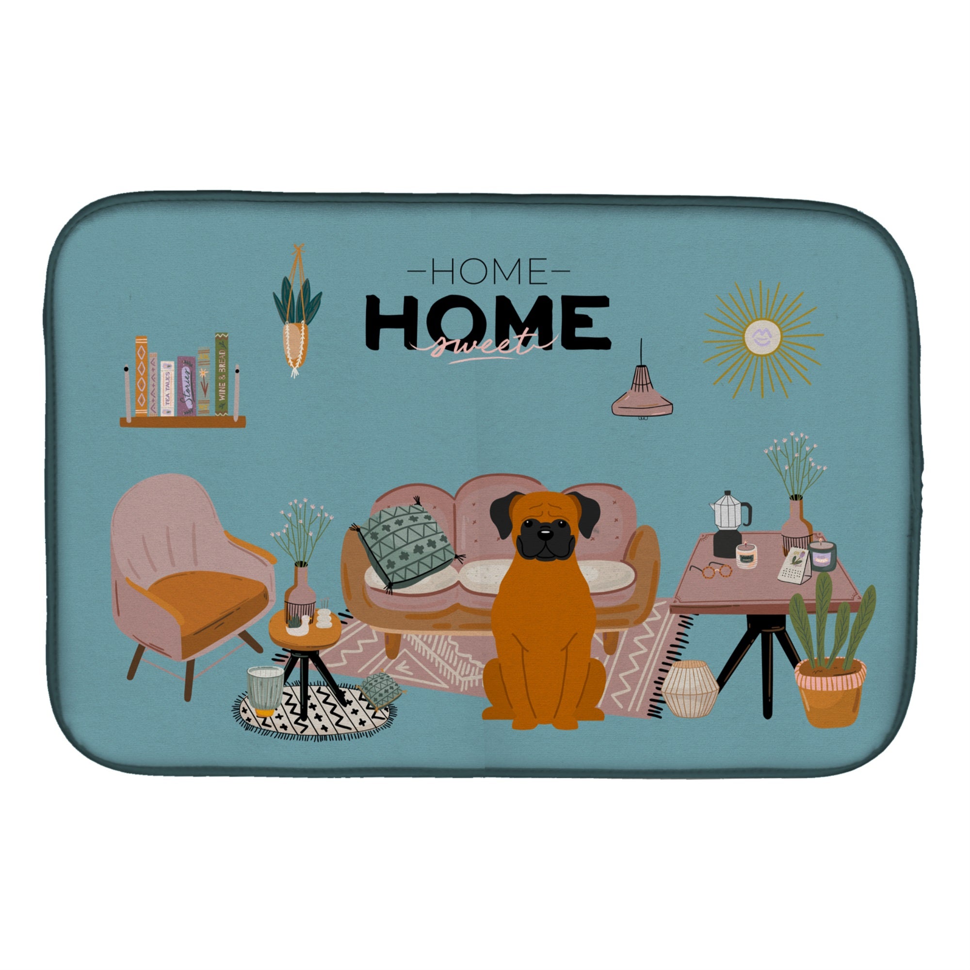 Fawn Boxer Sweet Home Dish Drying Mat